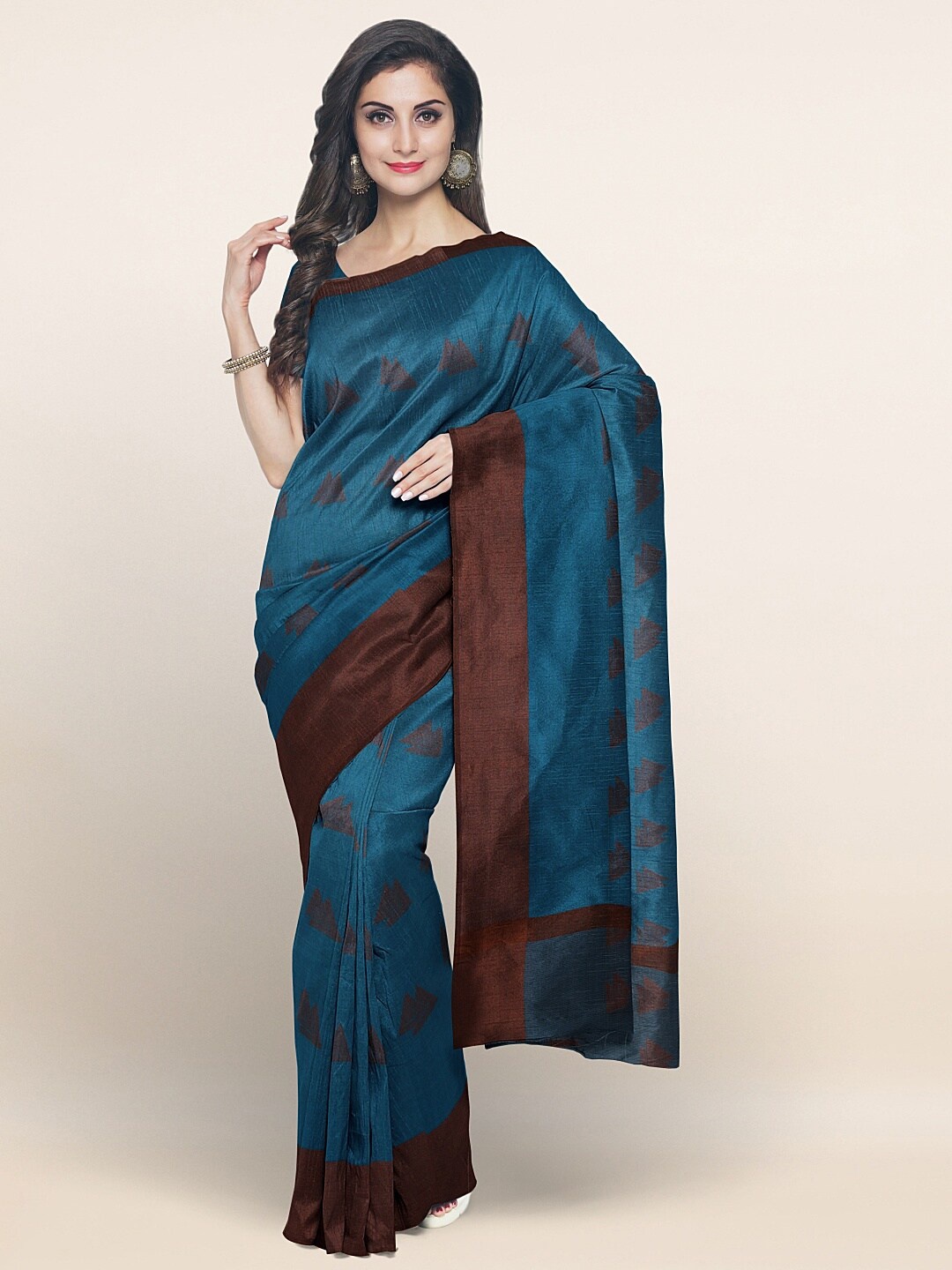 

Pothys Blue & Brown Woven Design Zari Saree