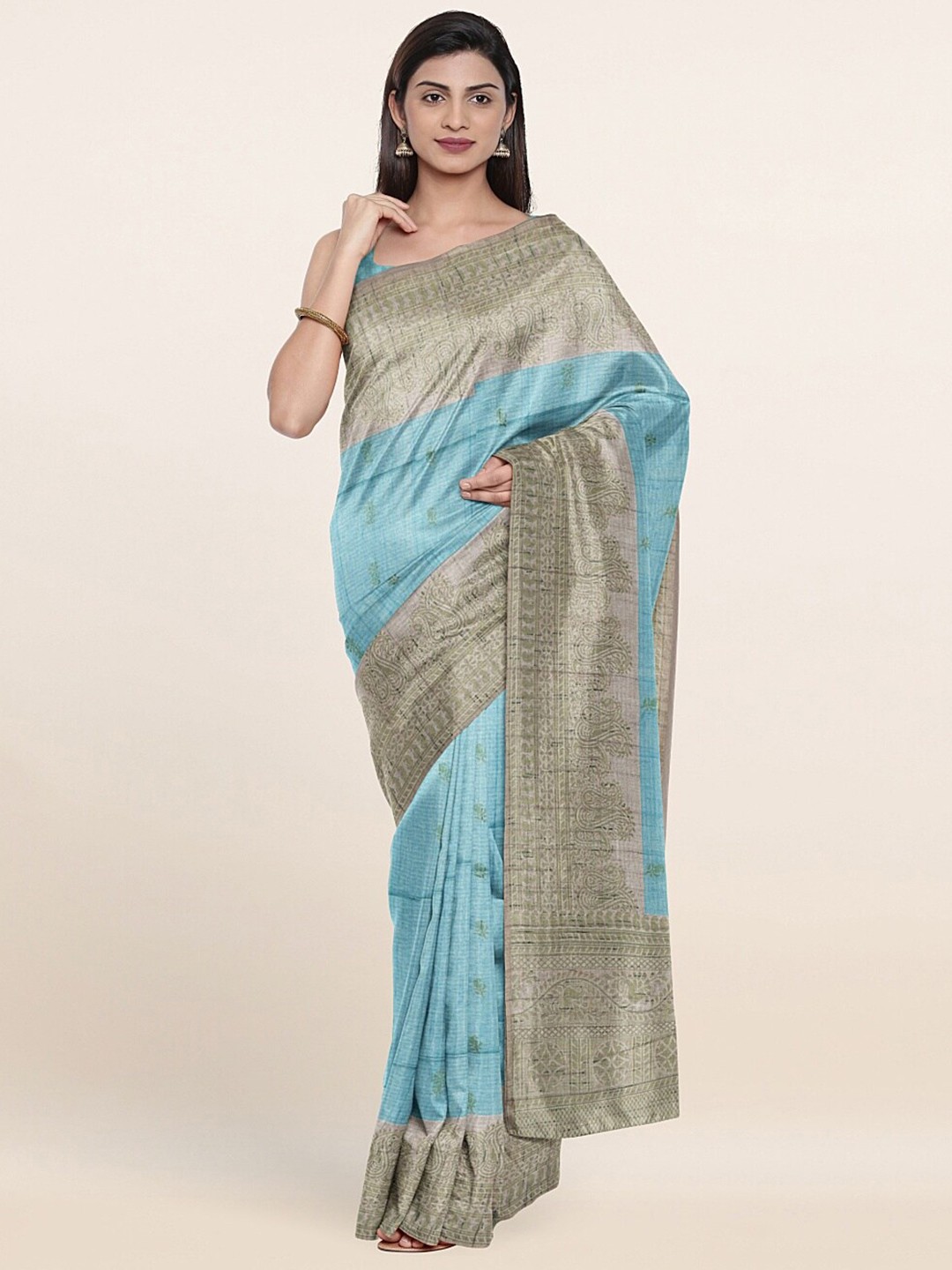 

Pothys Blue Ethnic Motifs Saree