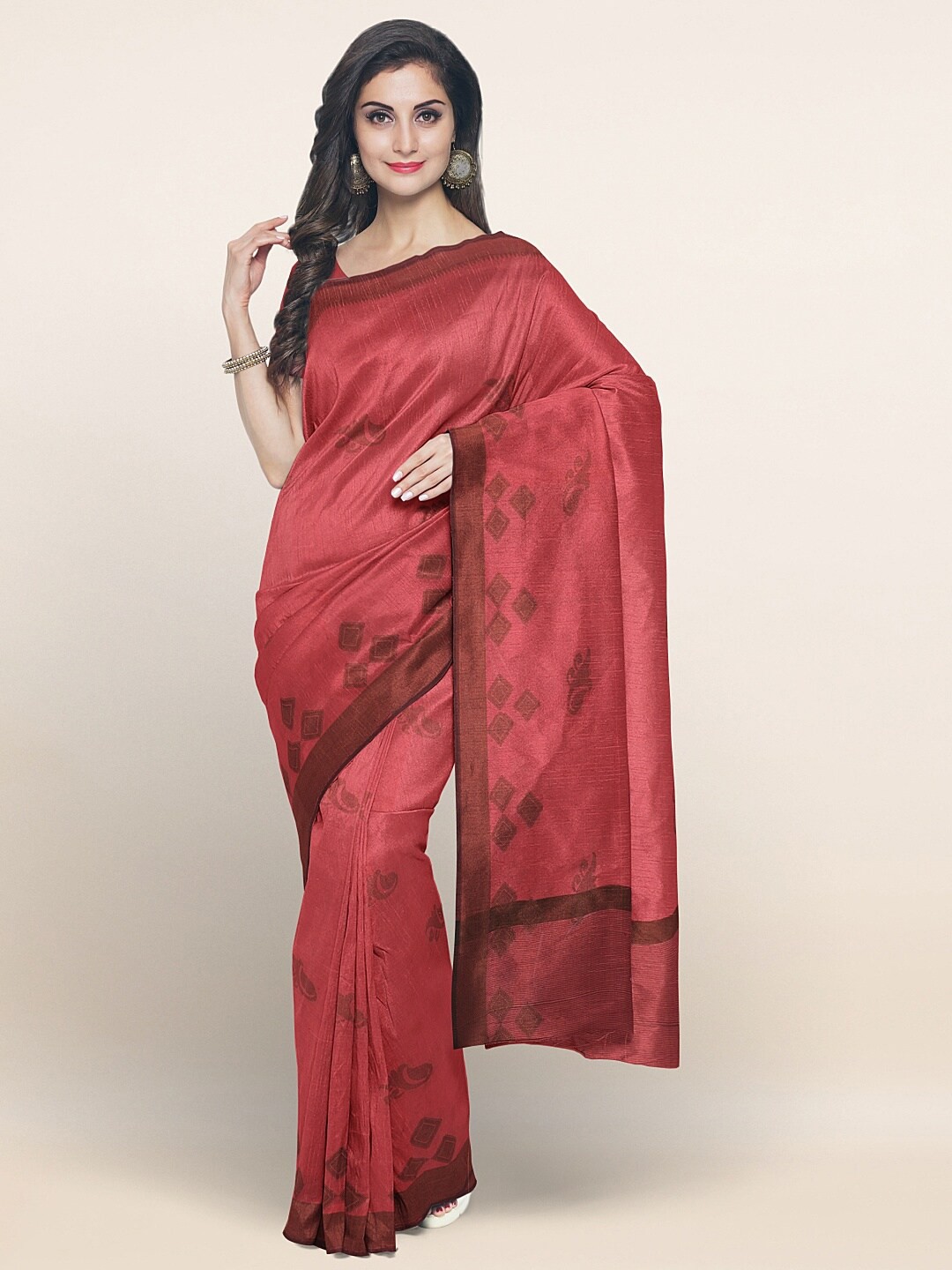 

Pothys Mauve & Brown Ethnic Motifs Saree