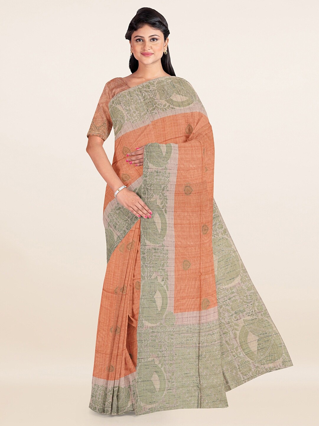 

Pothys Rust & Copper Ethnic Motifs Saree