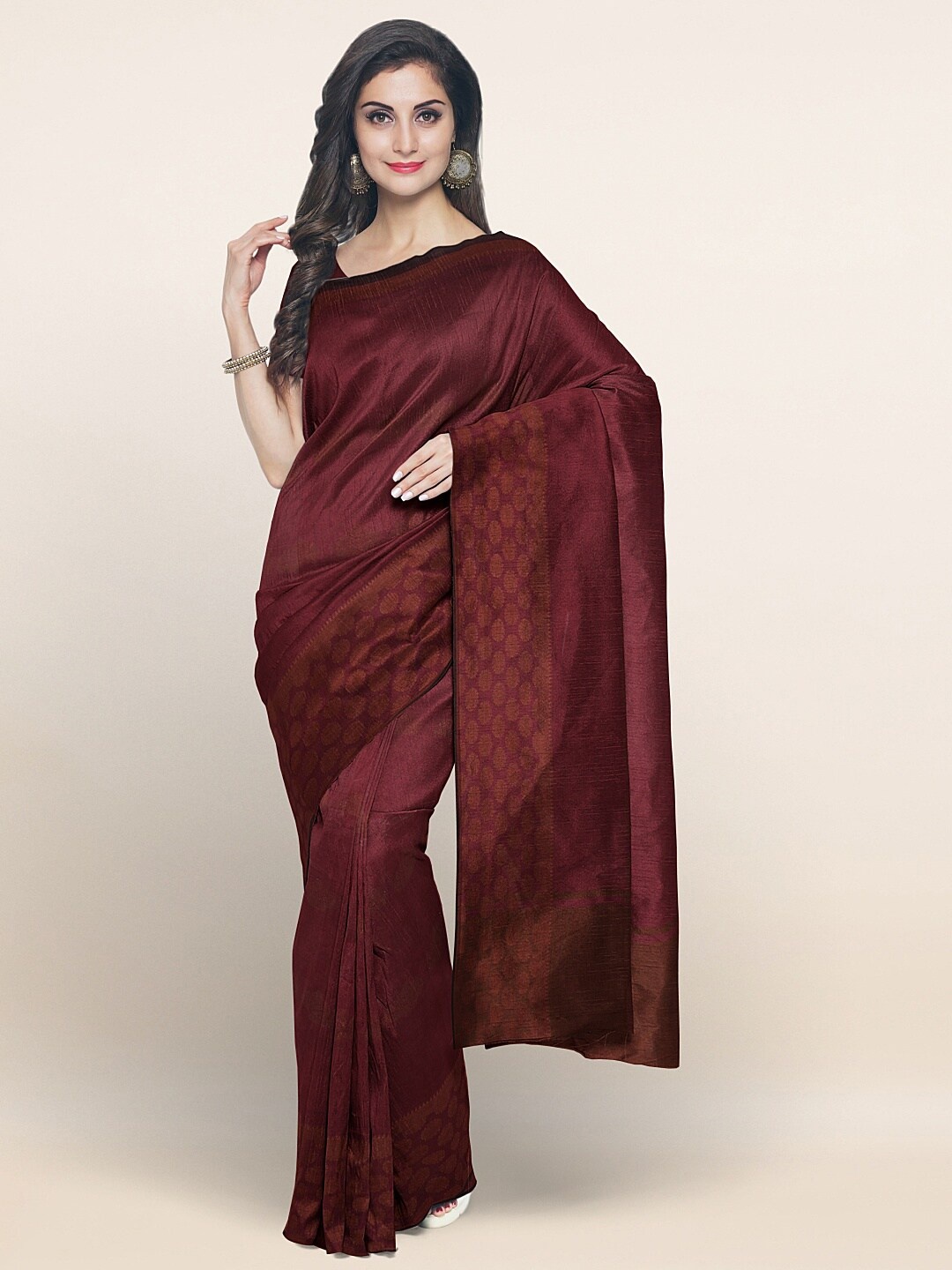 

Pothys Maroon Solid Zari Saree