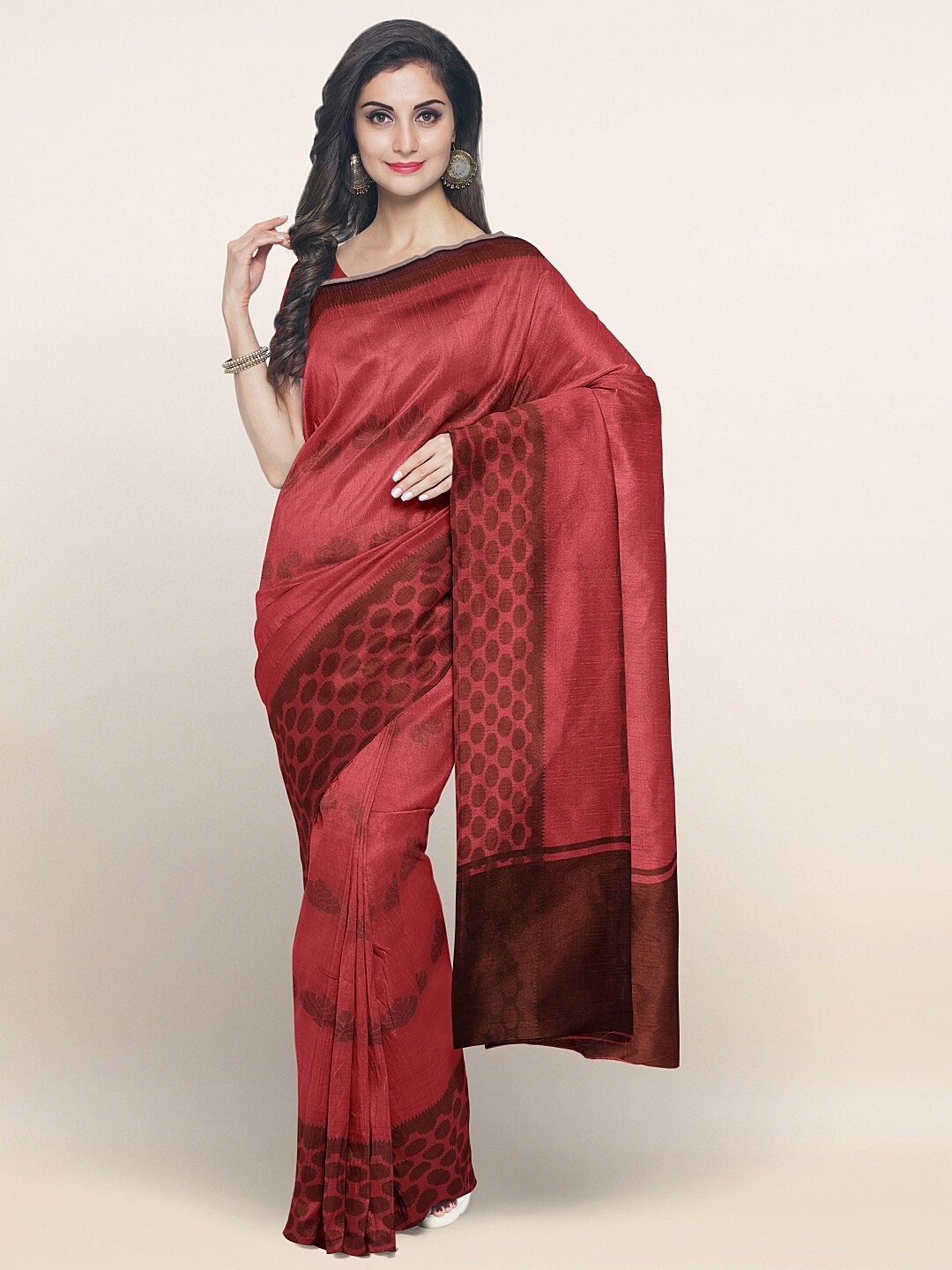 

Pothys Maroon & Brown Woven Design Banarasi Saree