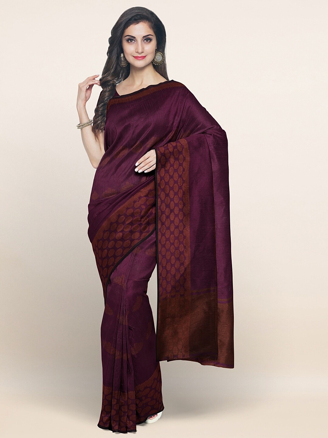 

Pothys Purple & Brown Woven Design Banarasi Saree