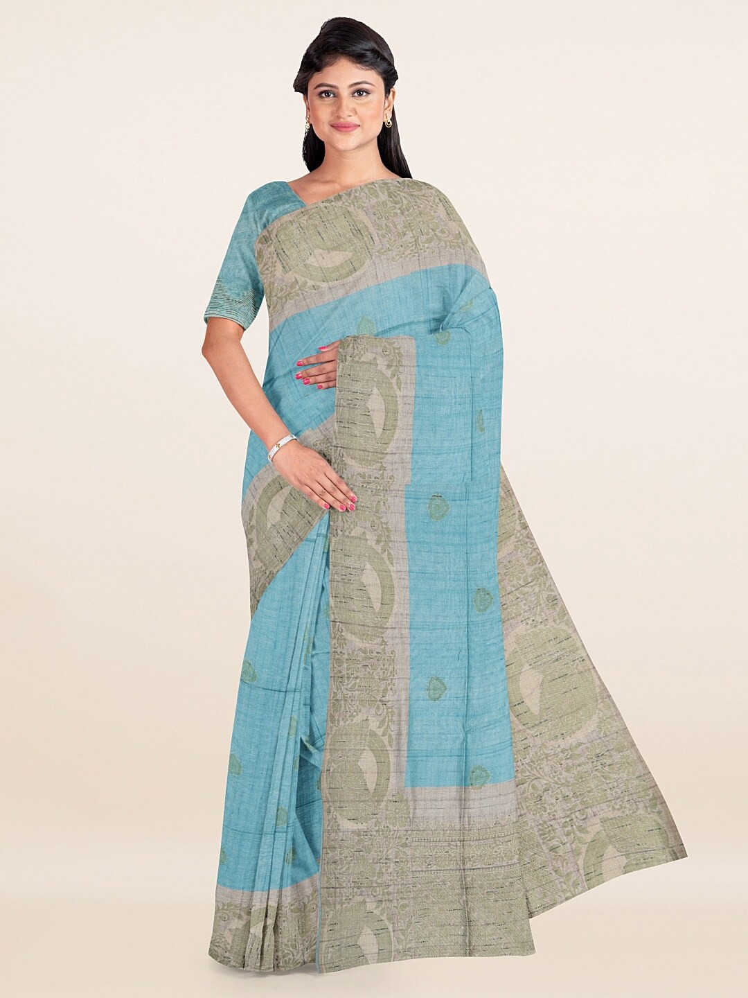 

Pothys Blue Woven Design Pure Silk Saree