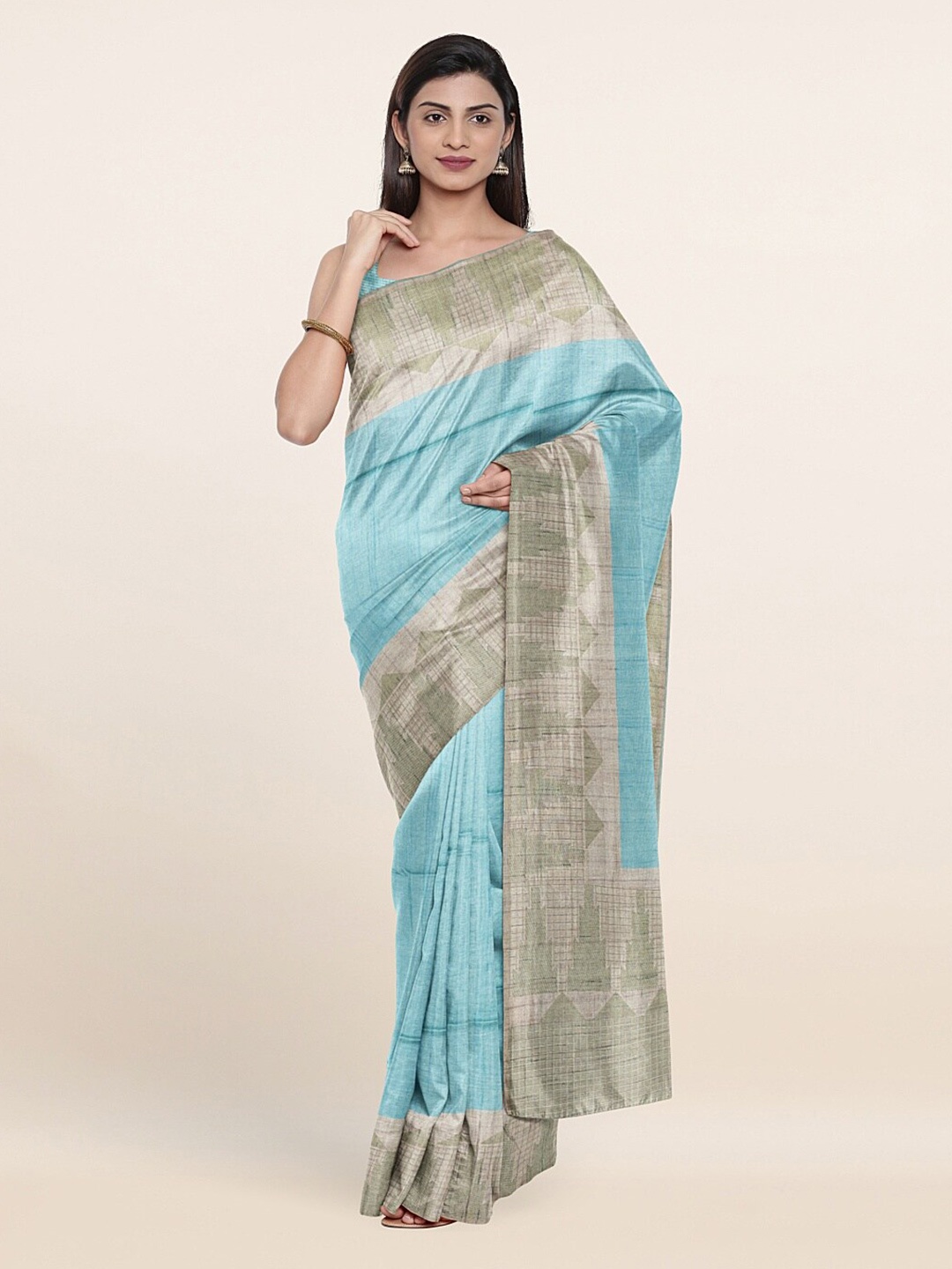 

Pothys Blue & Beige Woven Design Banarasi Saree