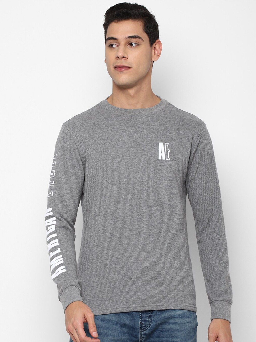

AMERICAN EAGLE OUTFITTERS Men Grey Typography Printed T-shirt