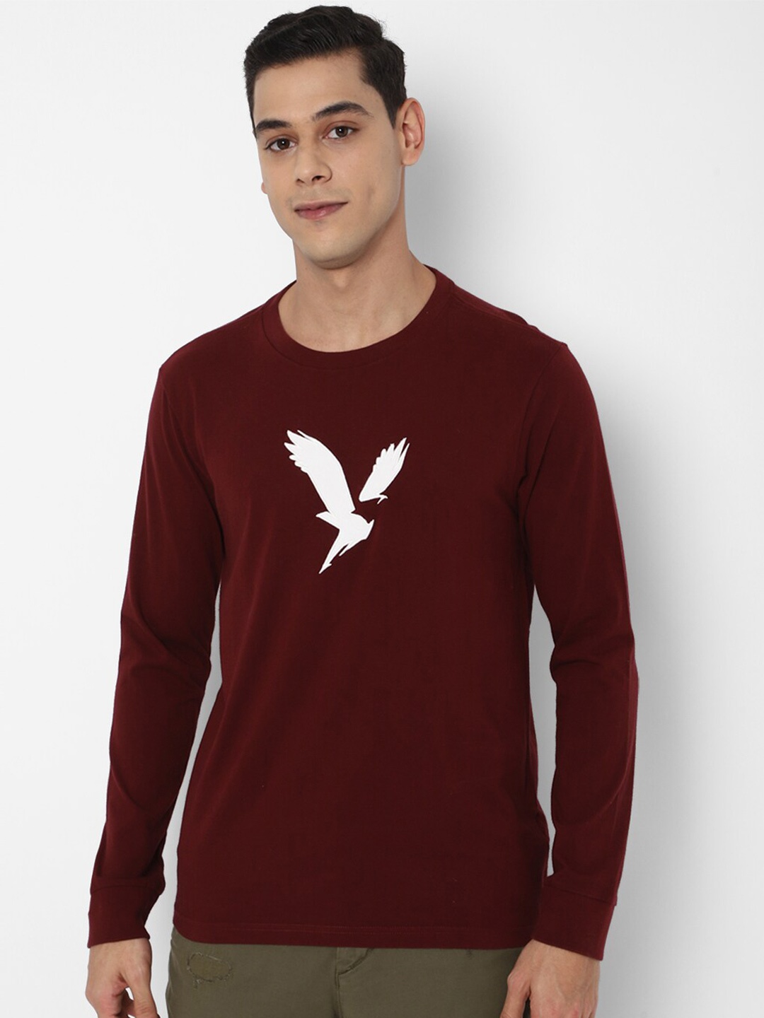 

AMERICAN EAGLE OUTFITTERS Men Burgundy Printed T-shirt