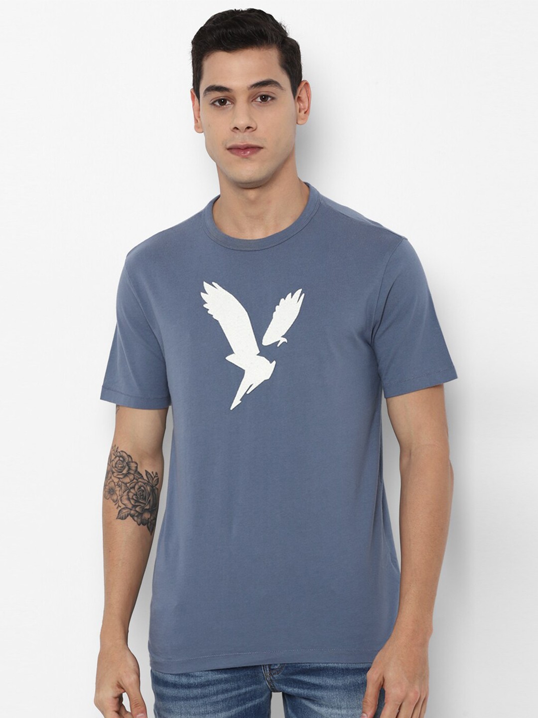 

AMERICAN EAGLE OUTFITTERS Men Blue Printed Cotton T-shirt