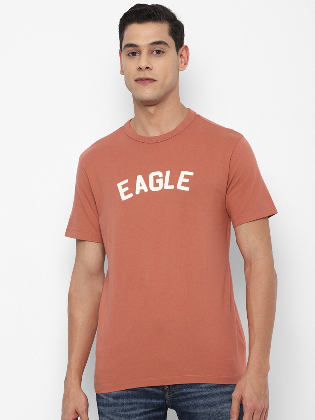 

AMERICAN EAGLE OUTFITTERS Men Rust Typography Printed Cotton T-shirt