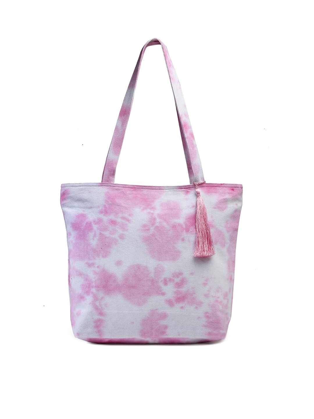

J Style Pink Printed Shopper Tote Bag with Tasselled