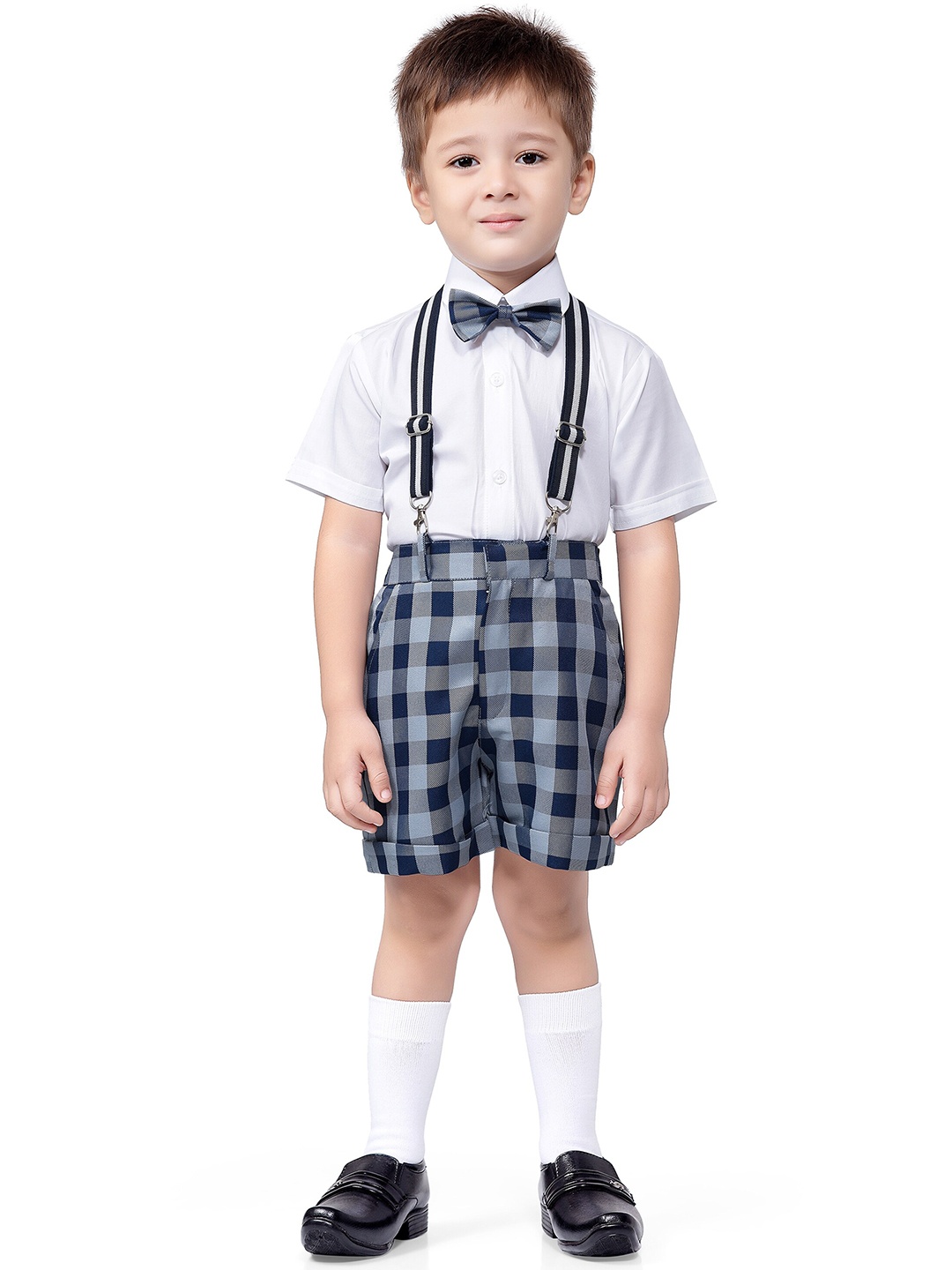 

Jeetethnics Boys Navy Blue & White Checked Clothing Set