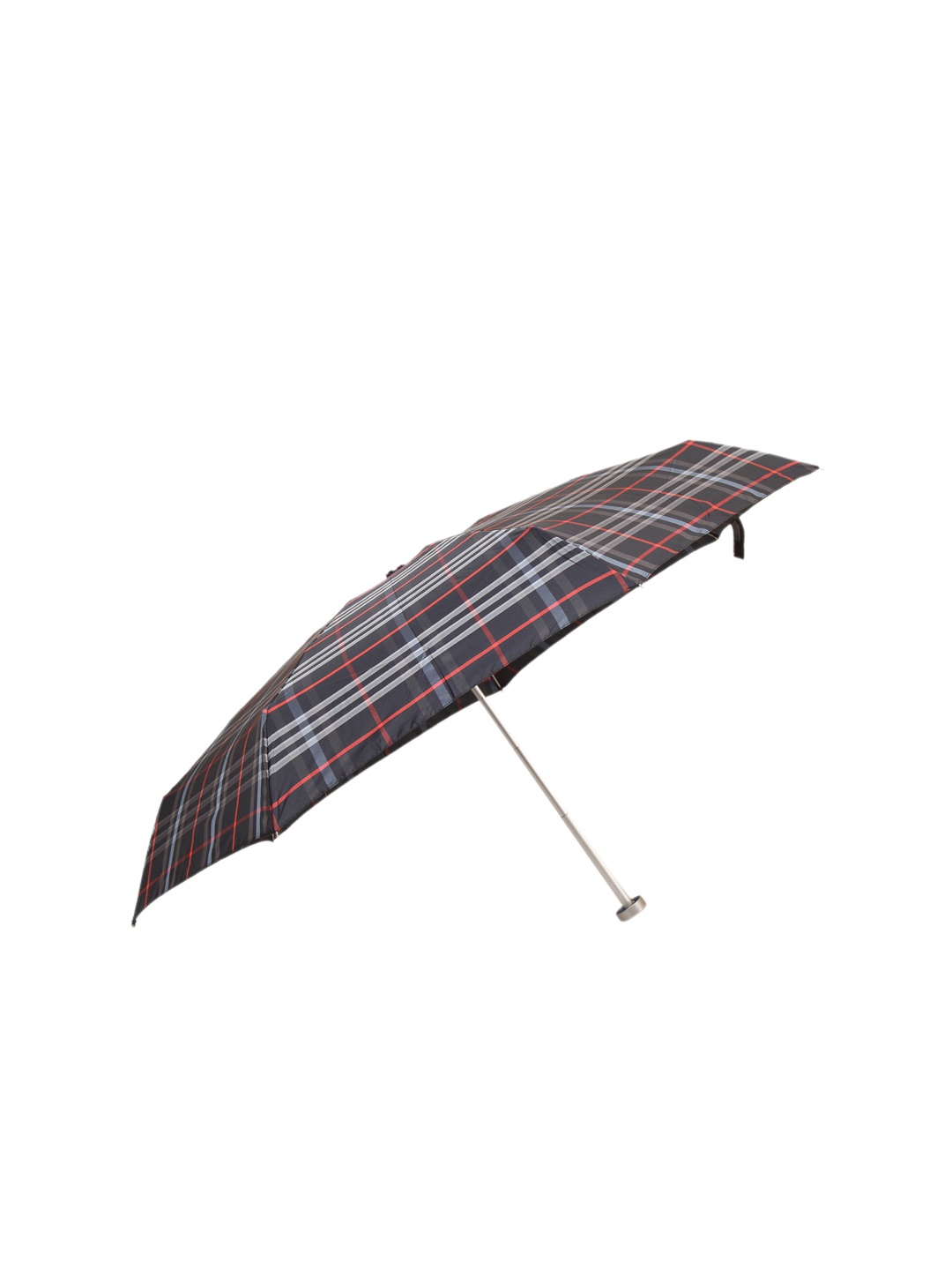

Calvadoss Men Navy Blue & White Checked 3-Fold Umbrella