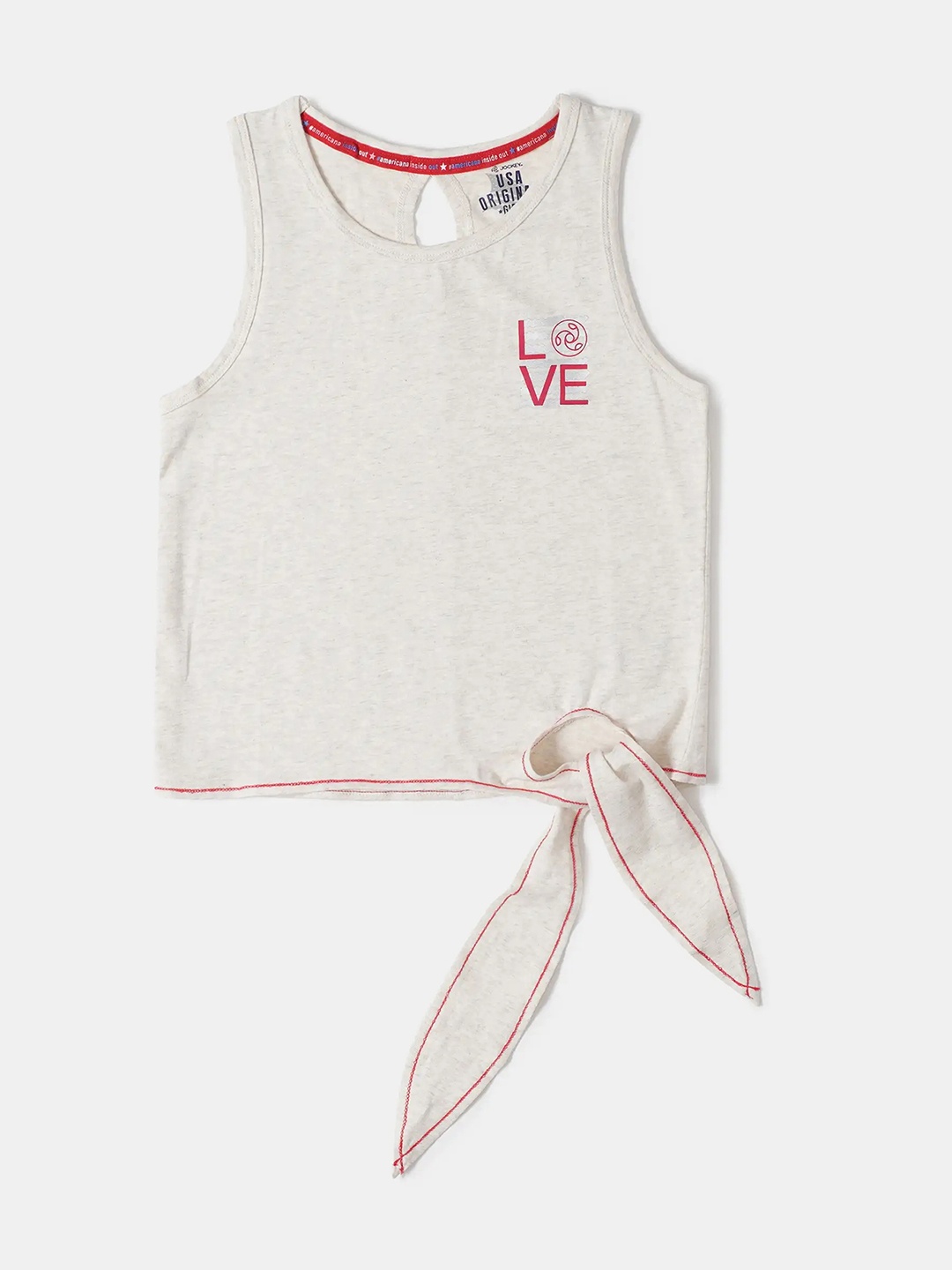 

Jockey Girls Super Combed Cotton Printed Round Neck Sleeveless Tank Top-UG06, Cream