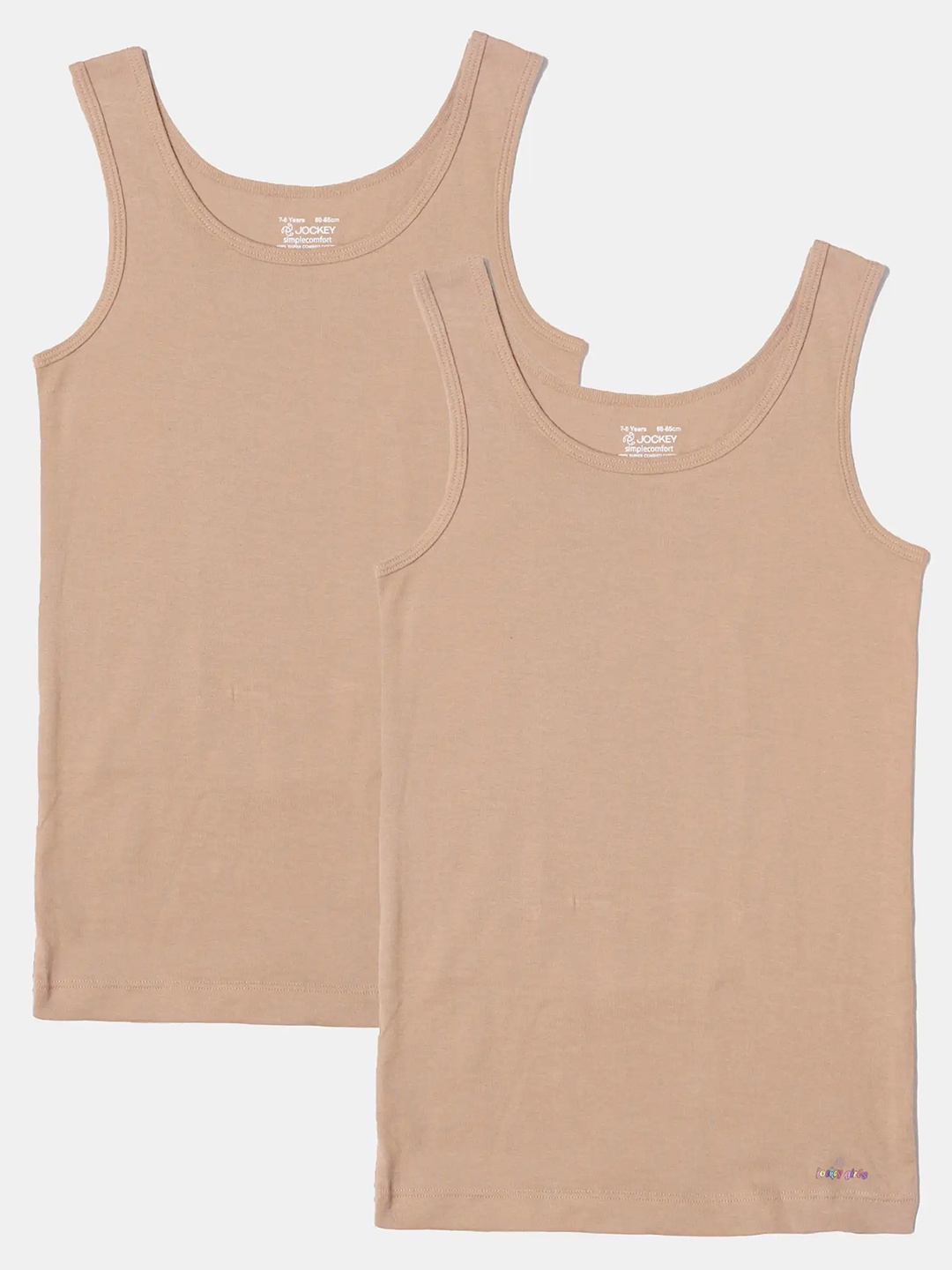 

Jockey Girls Pack of 2 Super Combed Cotton Rib Solid Inner Tank Top-SG02, Beige