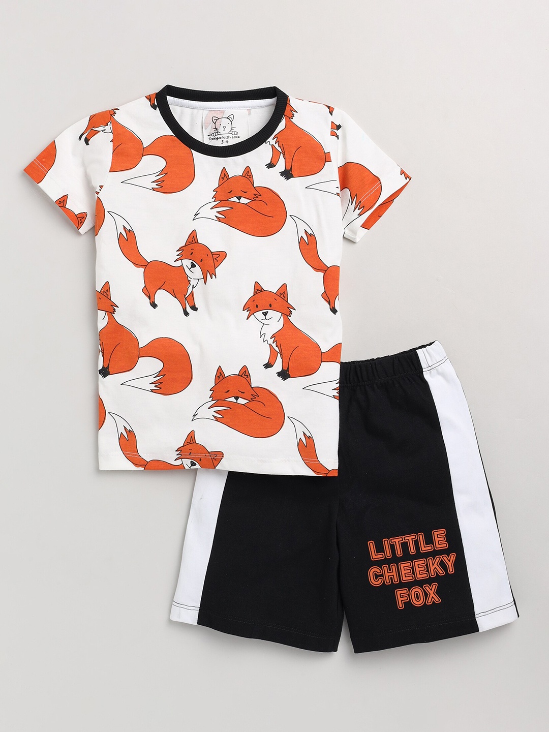 

Lazy Shark Boys White & Black Printed T-shirt with Shorts
