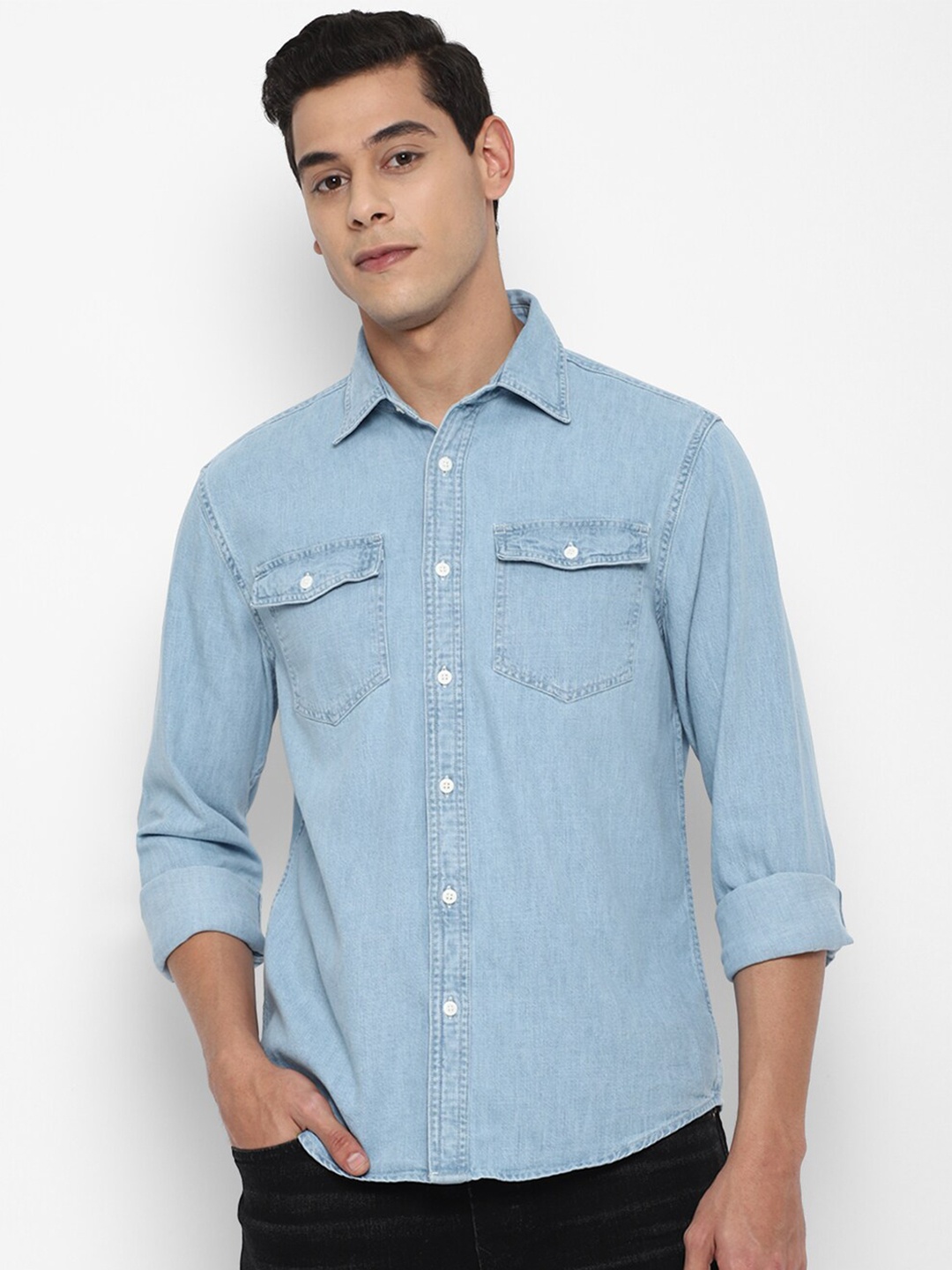 

AMERICAN EAGLE OUTFITTERS Men Blue Pure Cotton Casual Shirt