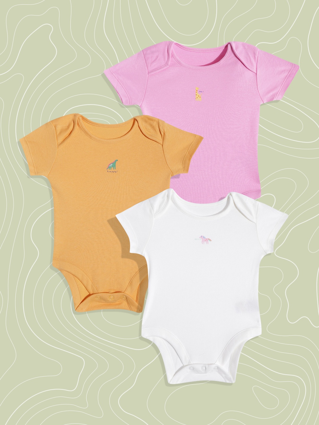 

mothercare Infant Girls Pack of 3 Solid Pure Cotton Bodysuits, Pink