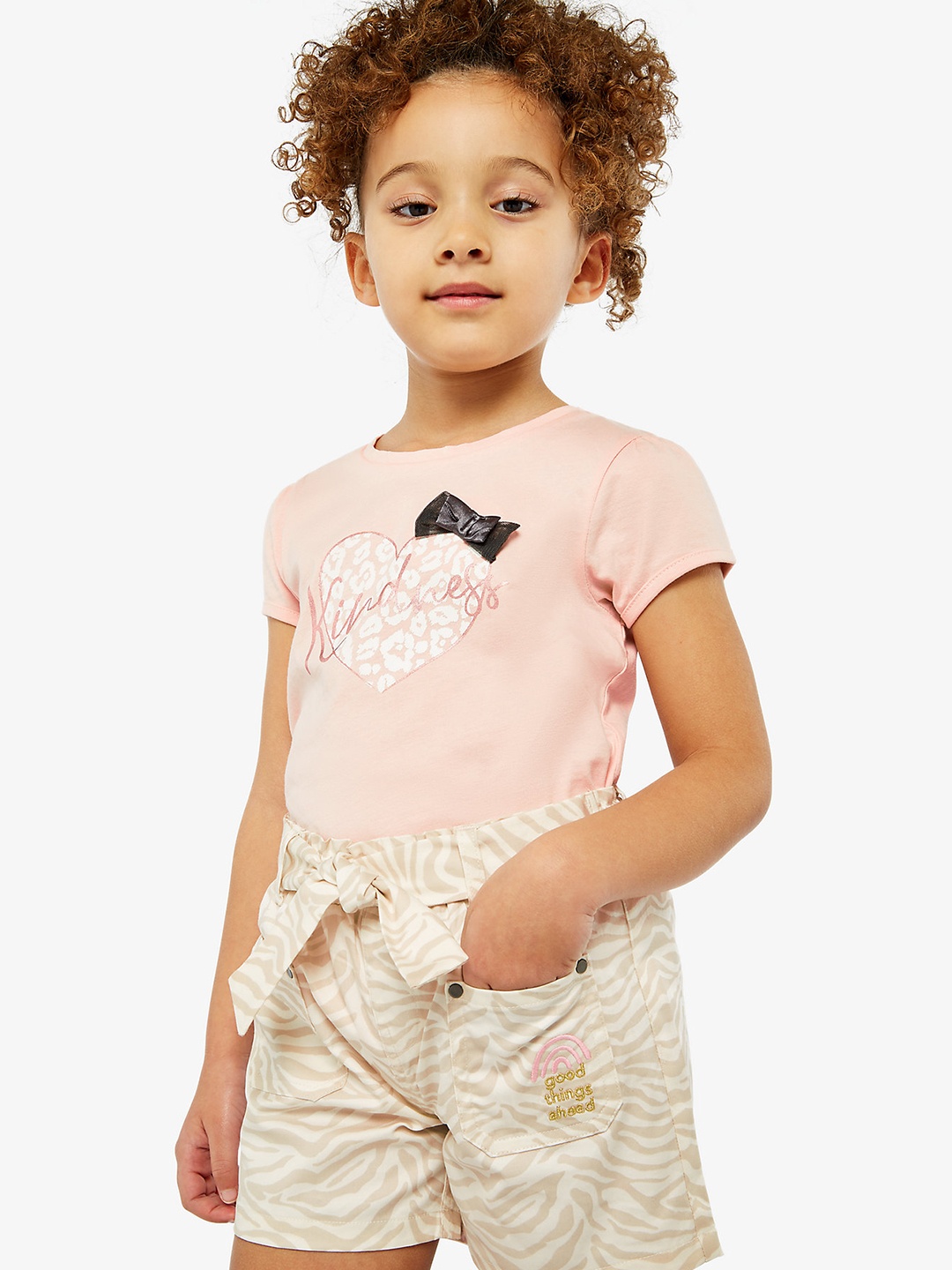 

mothercare Girls Cream-Coloured Printed Slim Fit Shorts