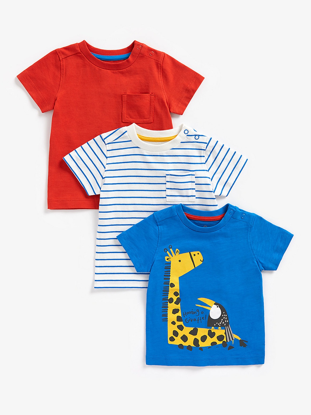 

mothercare Boys Pack Of 3 Printed Pure Cotton T-shirt, Red