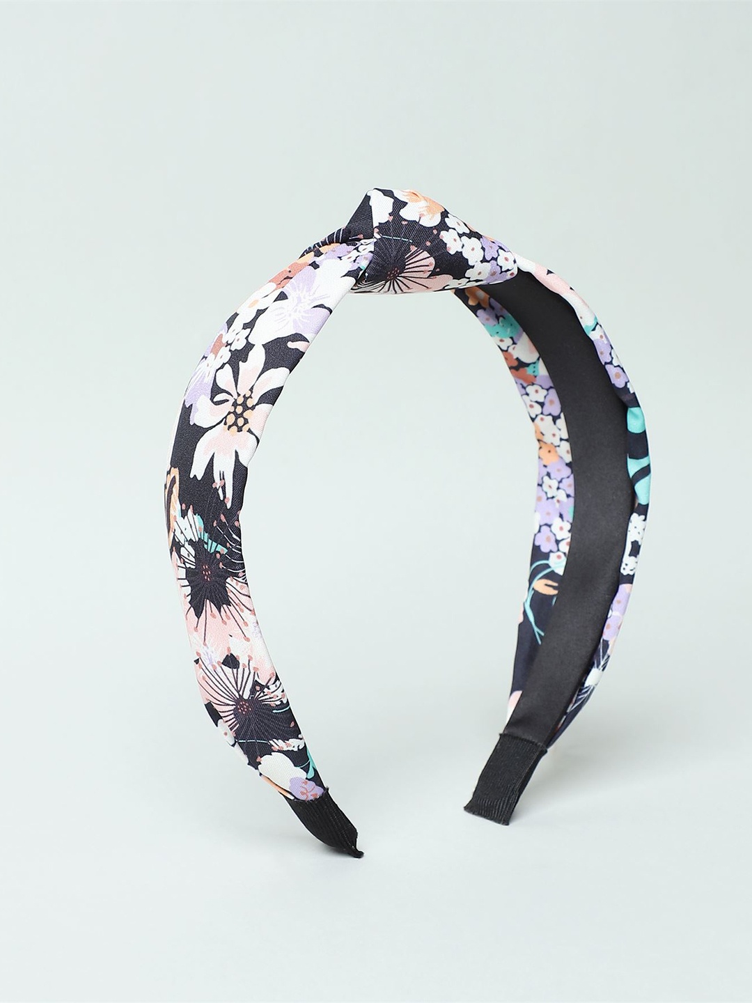 

ONLY Women Black & Purple Floral Printed Knot Hairband