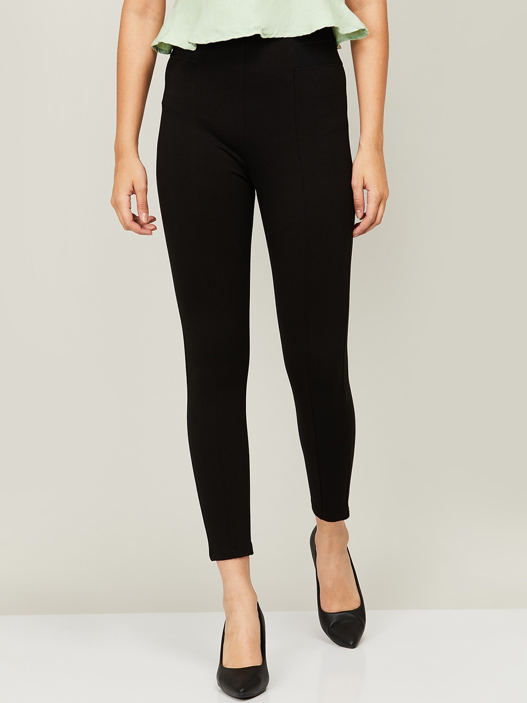 

CODE by Lifestyle Women Black Solid Trousers