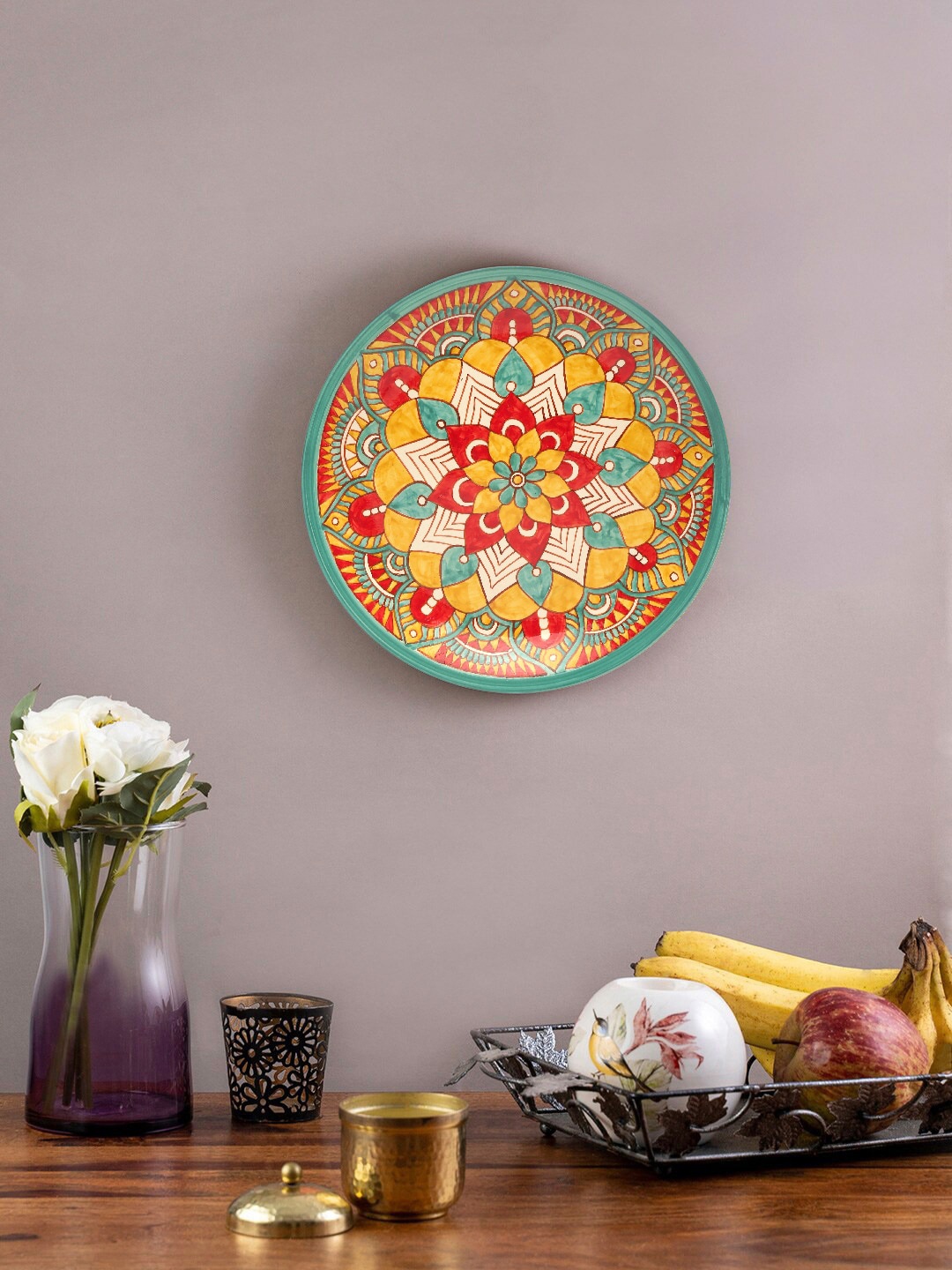 

EK BY EKTA KAPOOR Multicoloured Utkarsh Mandala Ceramic Wall Plate, Multi