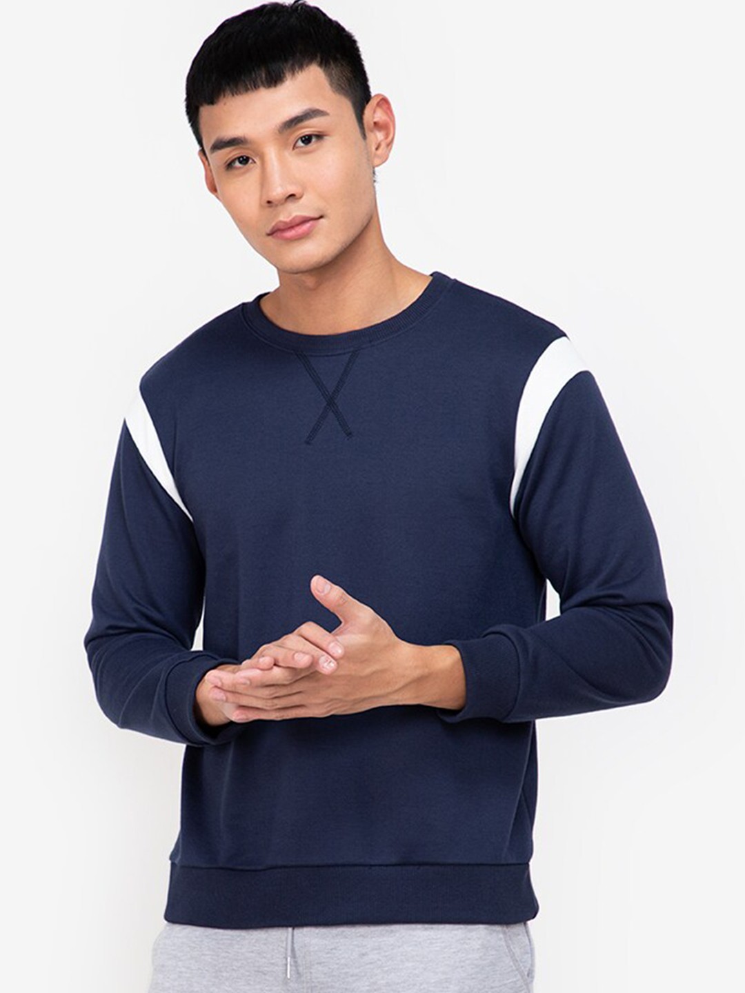 

ZALORA BASICS Men Multicoloured Panel Sweatshirt, Multi