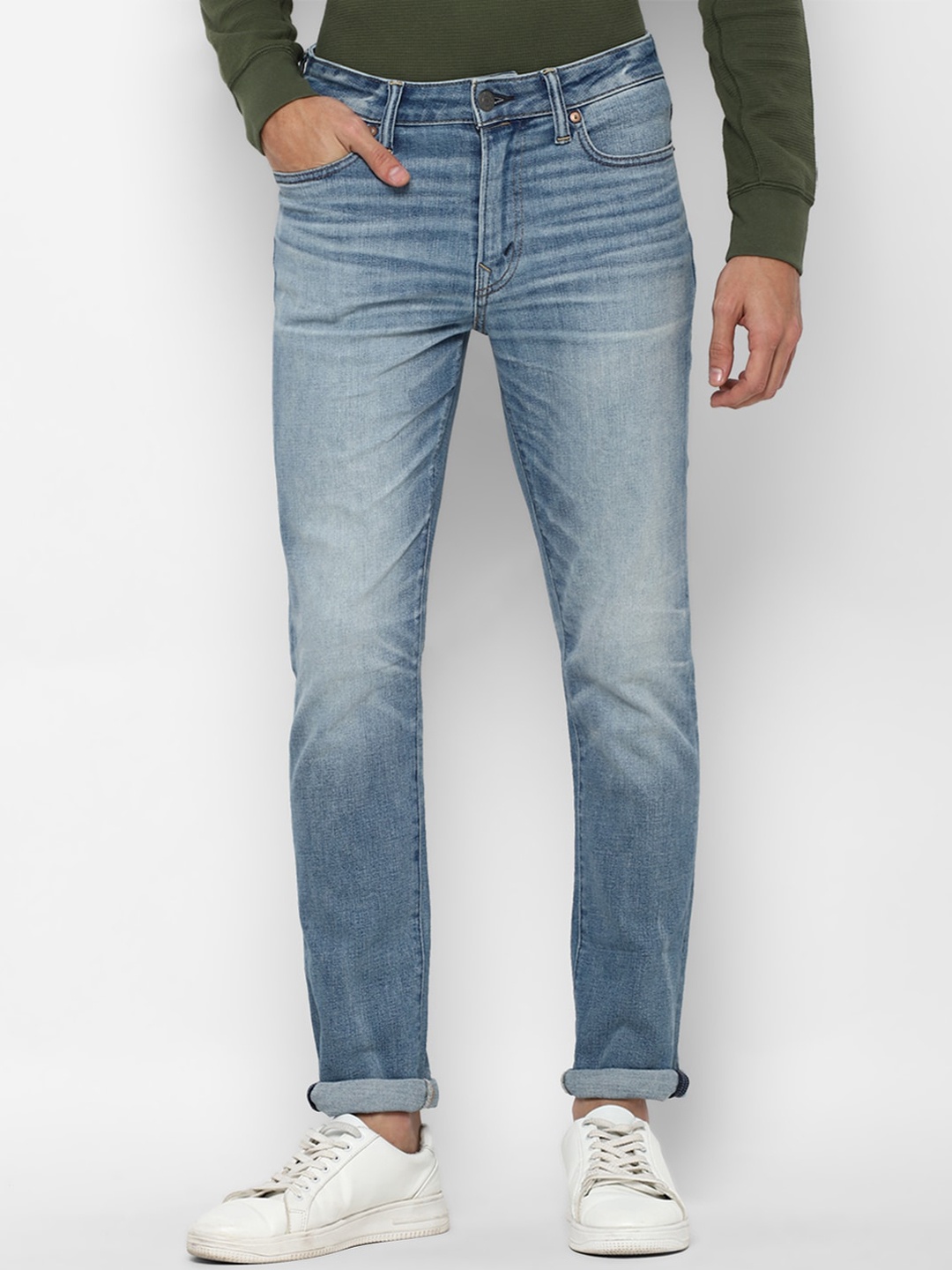 

AMERICAN EAGLE OUTFITTERS Men Blue Slim Fit Heavy Fade Jeans