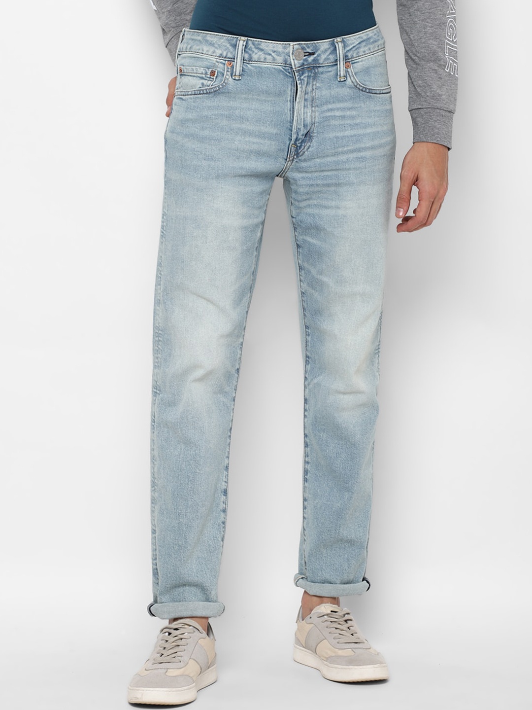 

AMERICAN EAGLE OUTFITTERS Men Blue Clean Look Heavy Fade Jeans
