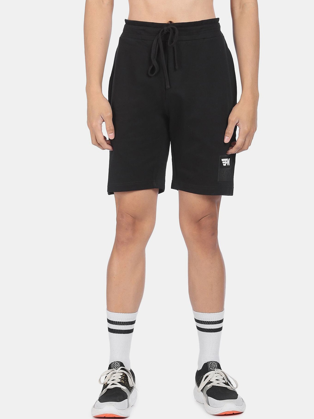 

Flying Machine Men Black Pure Cotton Sports Shorts
