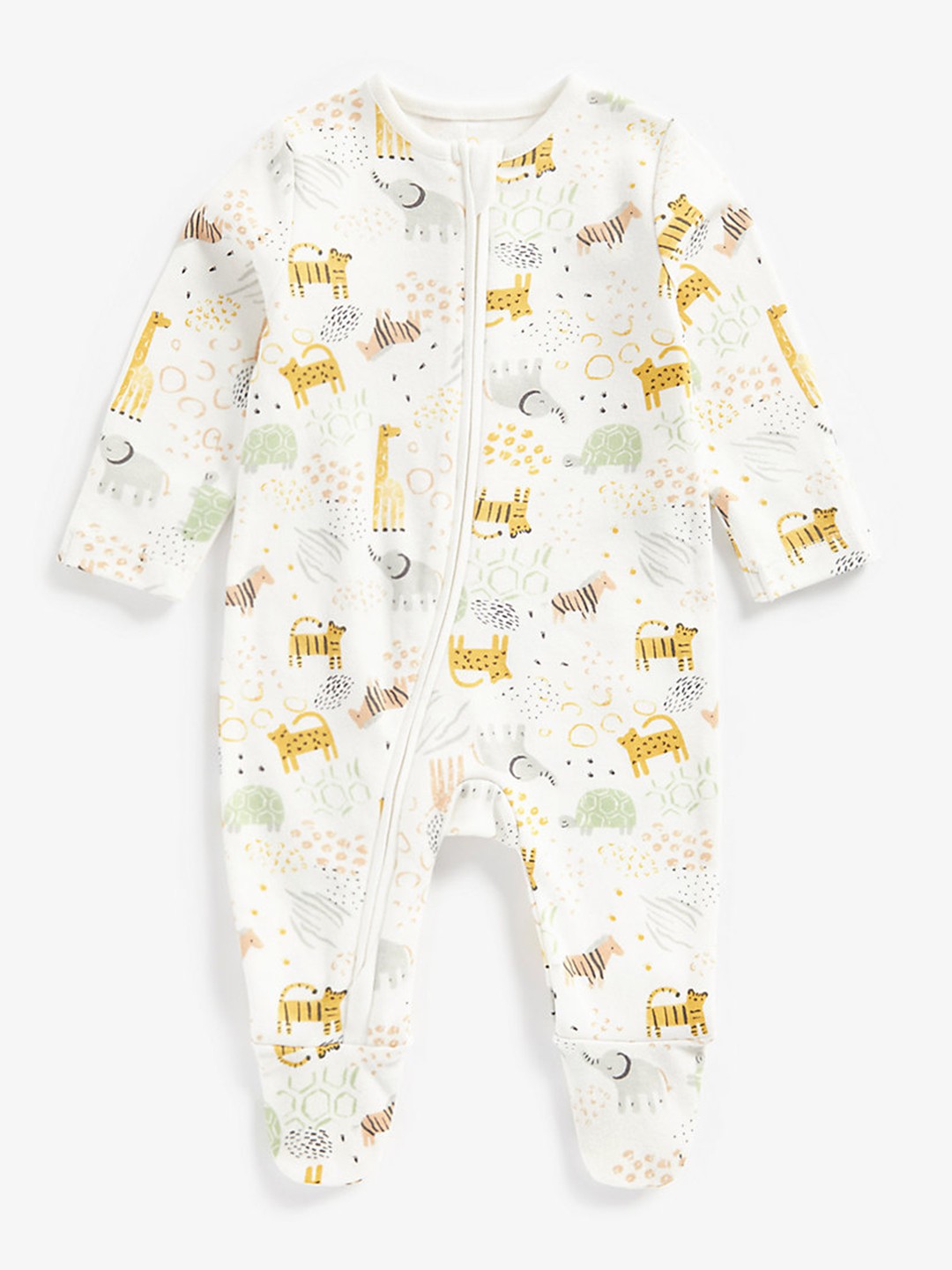 

mothercare Infants White Animal Printed Pure Cotton Sleepsuit