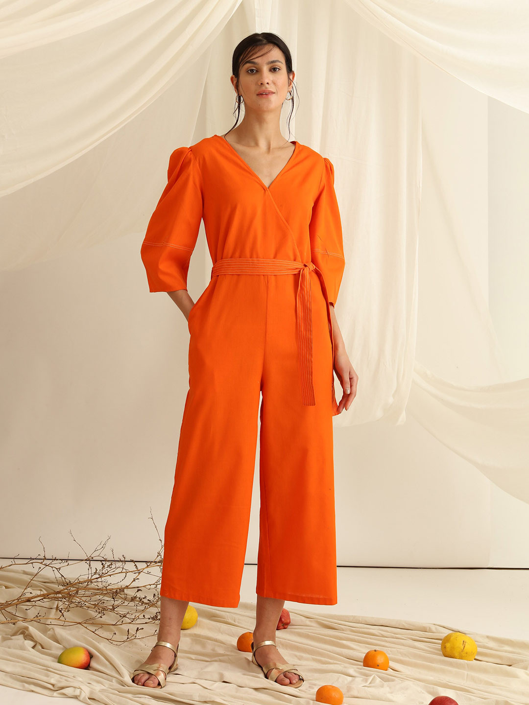 

blue hour Women Orange Solid Playsuit