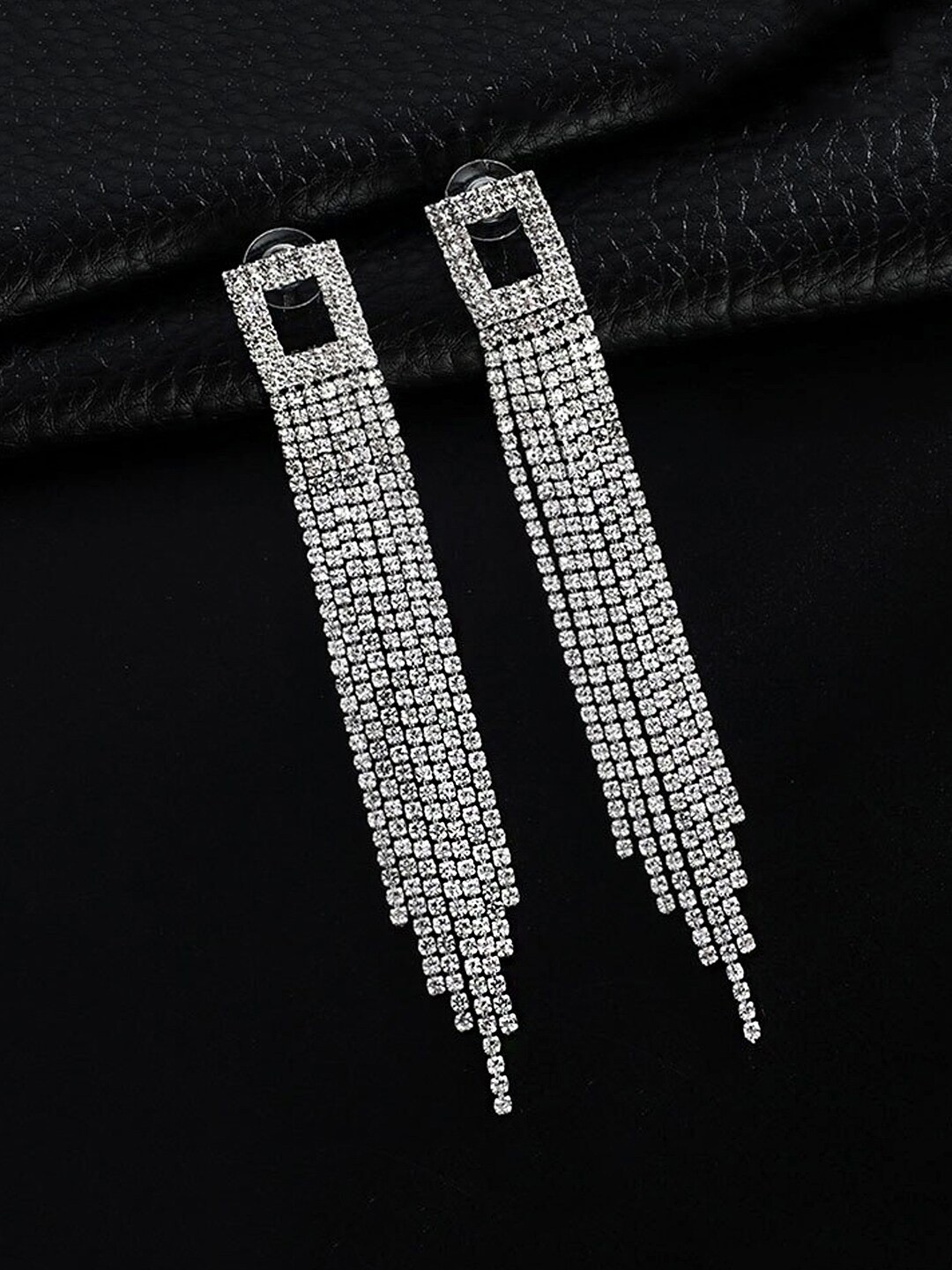 

Yellow Chimes Silver-Toned Contemporary Drop Earrings