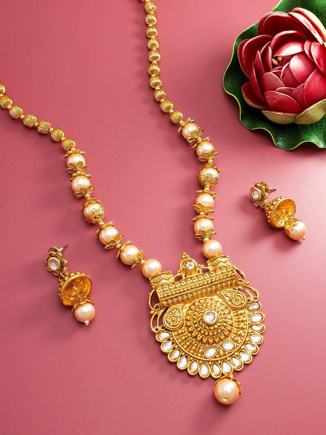 

aadita Gold-Plated & White Jewellery Set