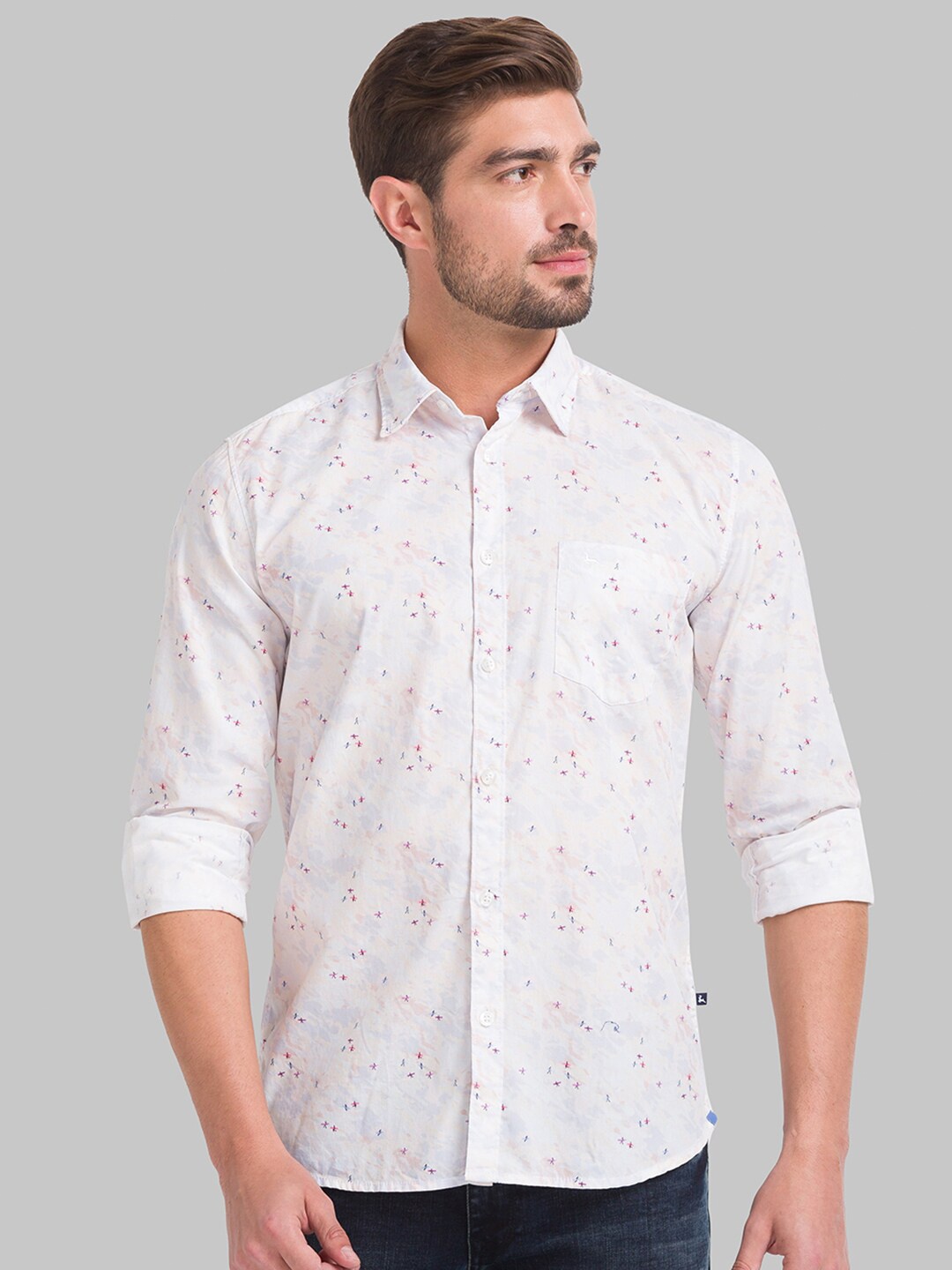 

Parx Men White & Red Slim Fit Floral Printed Casual Shirt