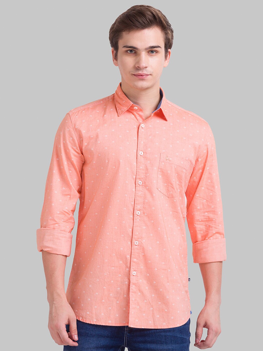 

Parx Men Orange Slim Fit Printed Casual Shirt