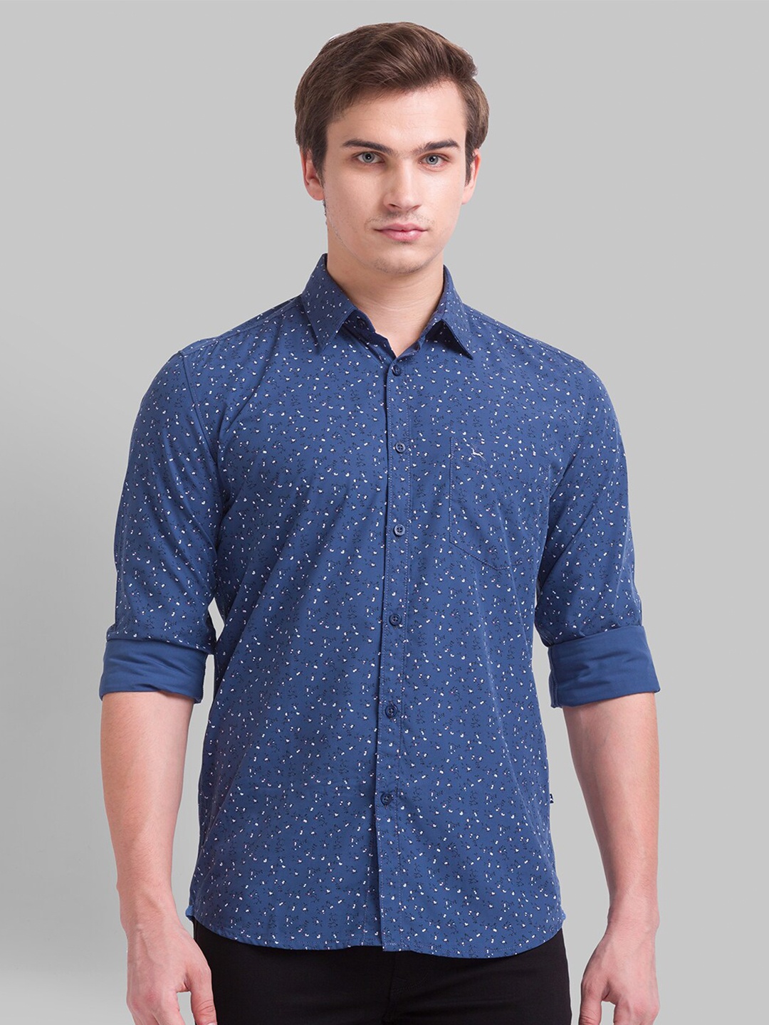 

Parx Men Slim Fit Printed Casual Shirt, Blue