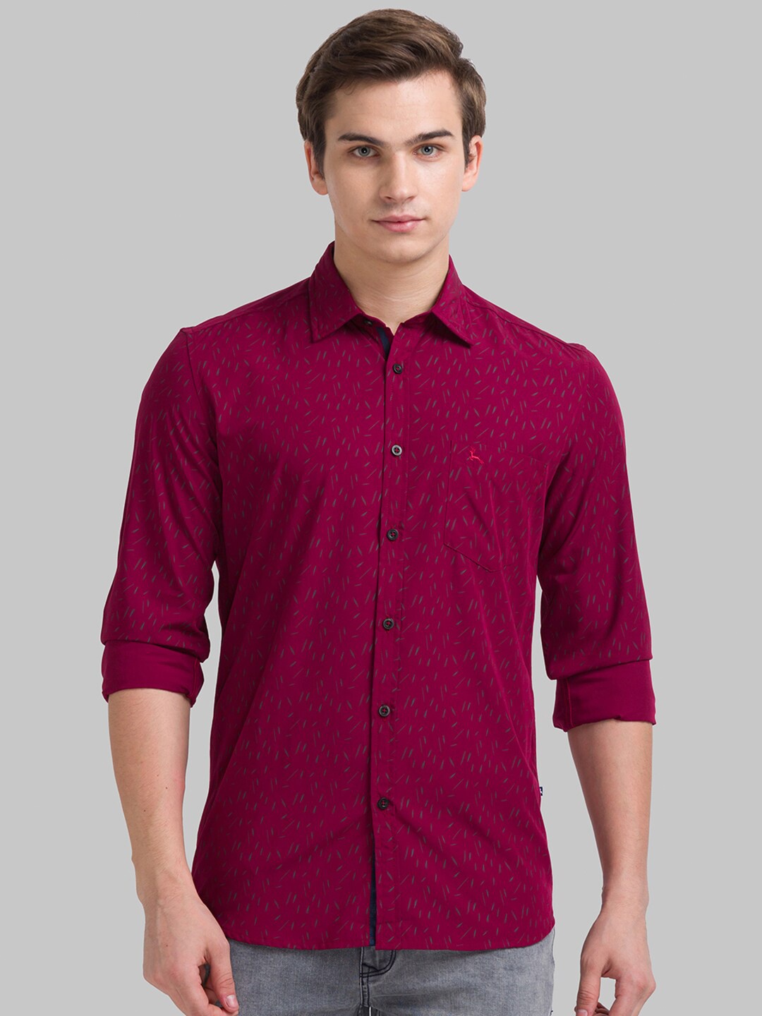 

Parx Men Maroon & Green Slim Fit Printed Casual Shirt