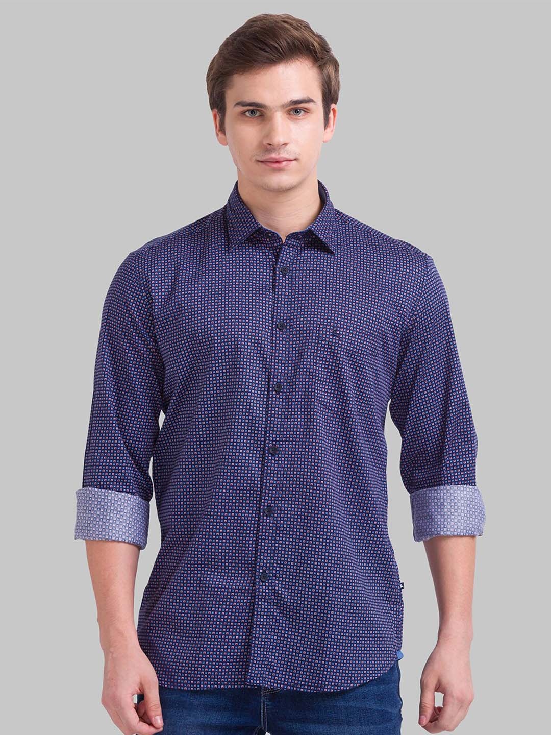 

Parx Men Blue Slim Fit Printed Casual Shirt