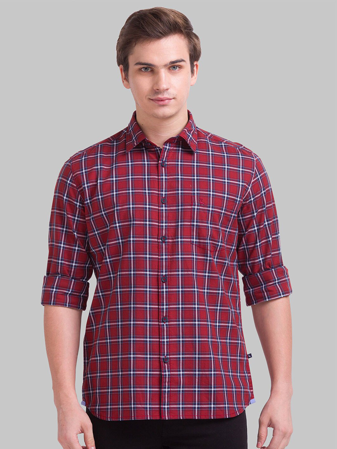 

Parx Men Brown Slim Fit Checked Casual Shirt