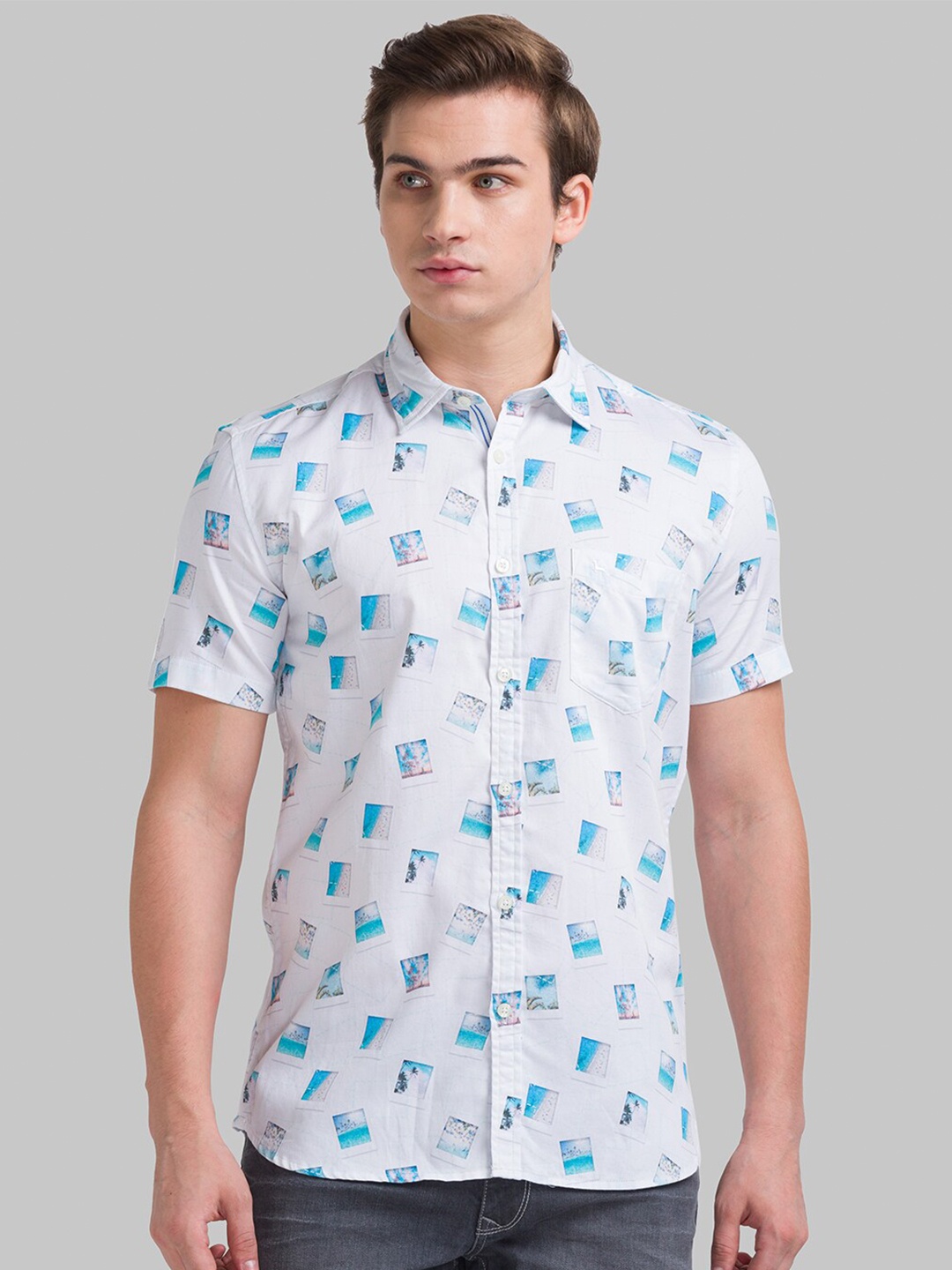 

Parx Men White Slim Fit Printed Cotton Casual Shirt