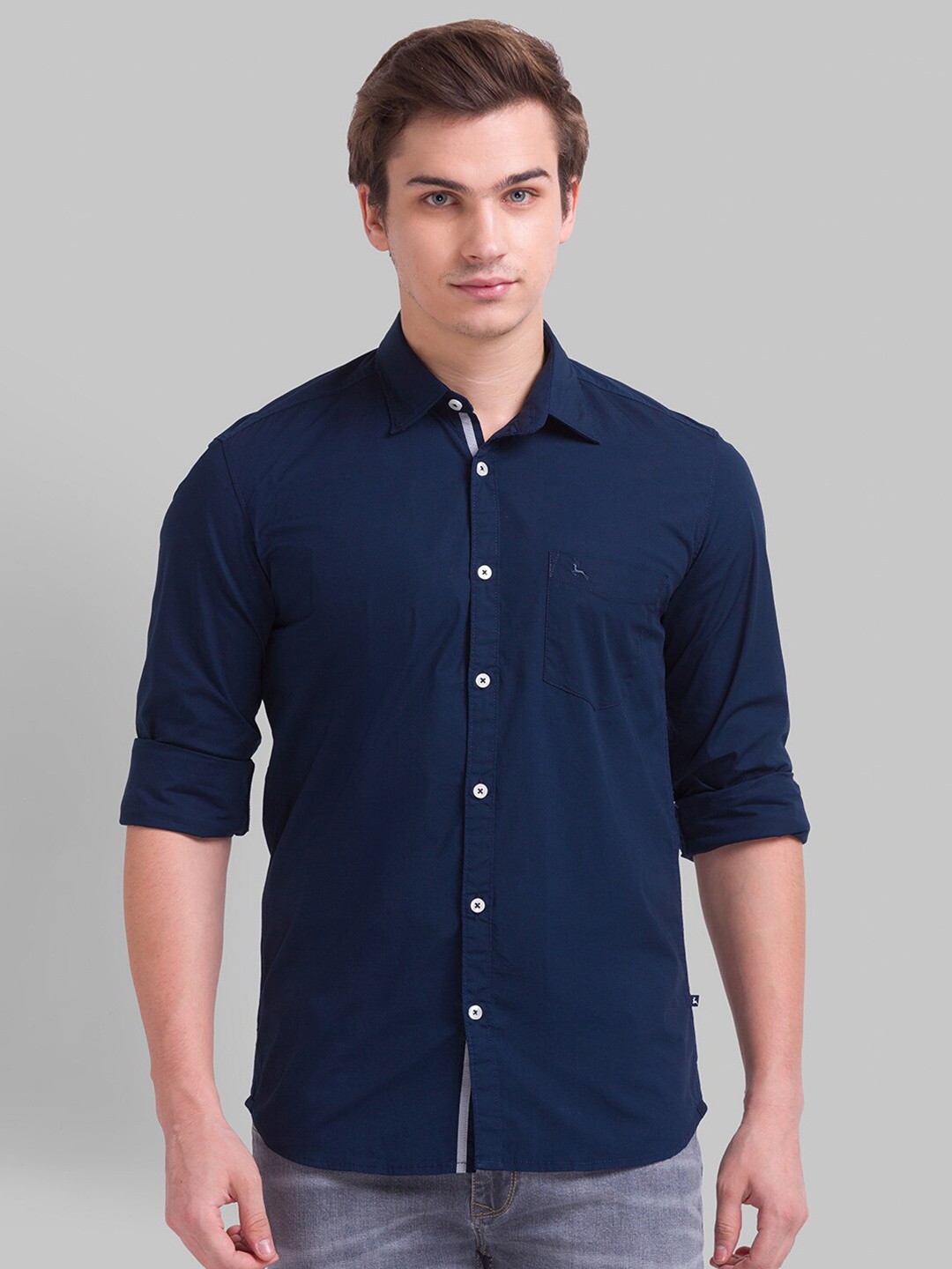

Parx Men Navy Blue Slim Fit Casual Cotton Shirt