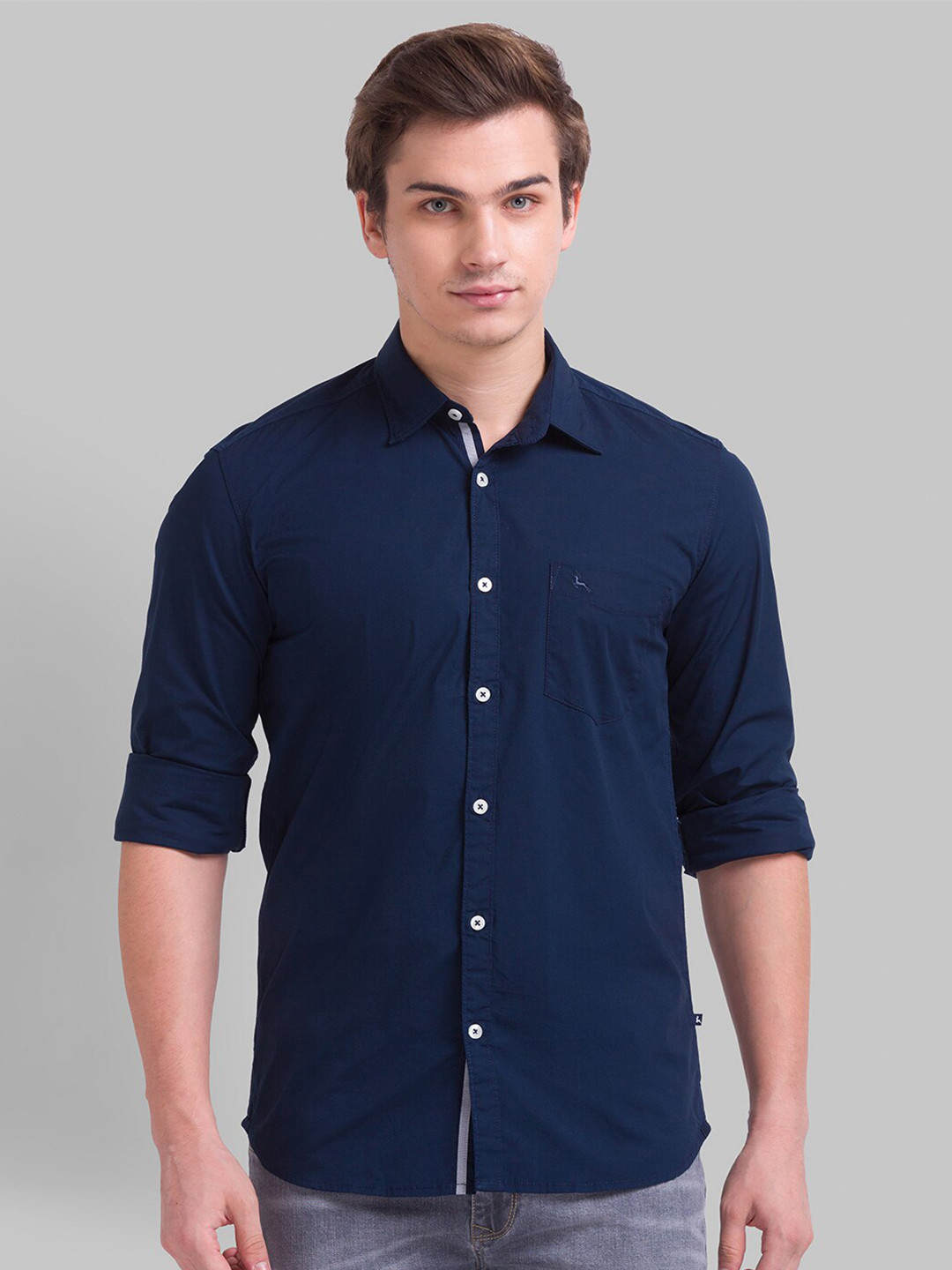 

Parx Men Navy Blue Slim Fit Casual Shirt