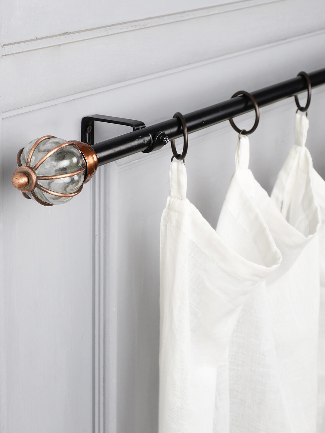 

The Decor Mart Black Extendable Curtain Rod With Finial