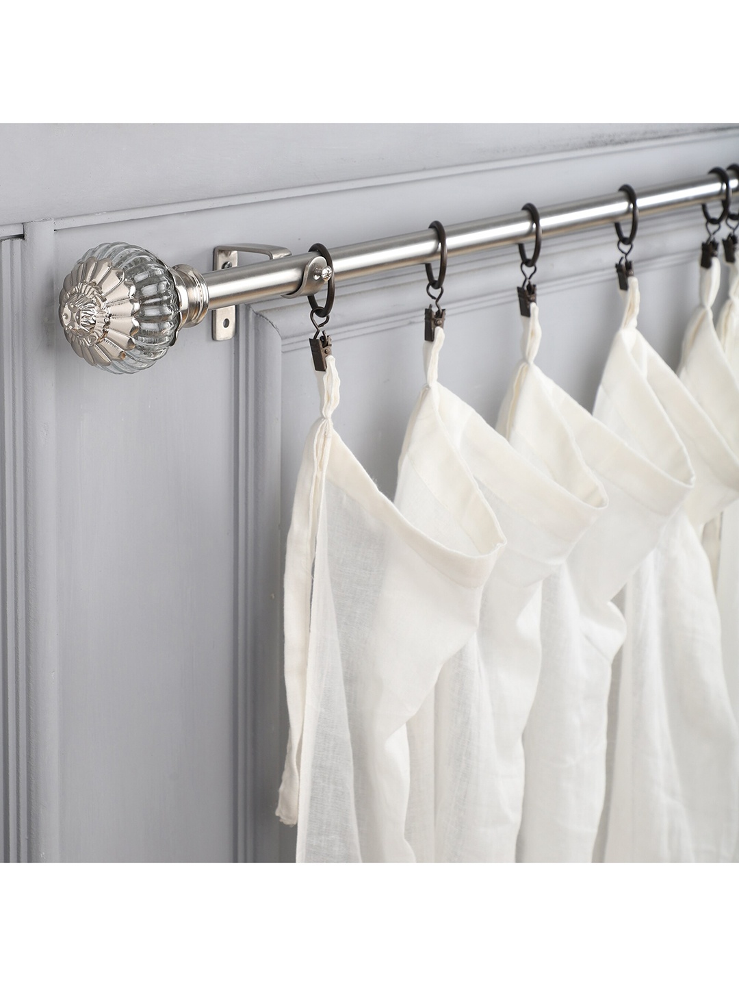 

The Decor Mart Silver-Toned Solid Stainless Steel Curtain Rods With Brackets