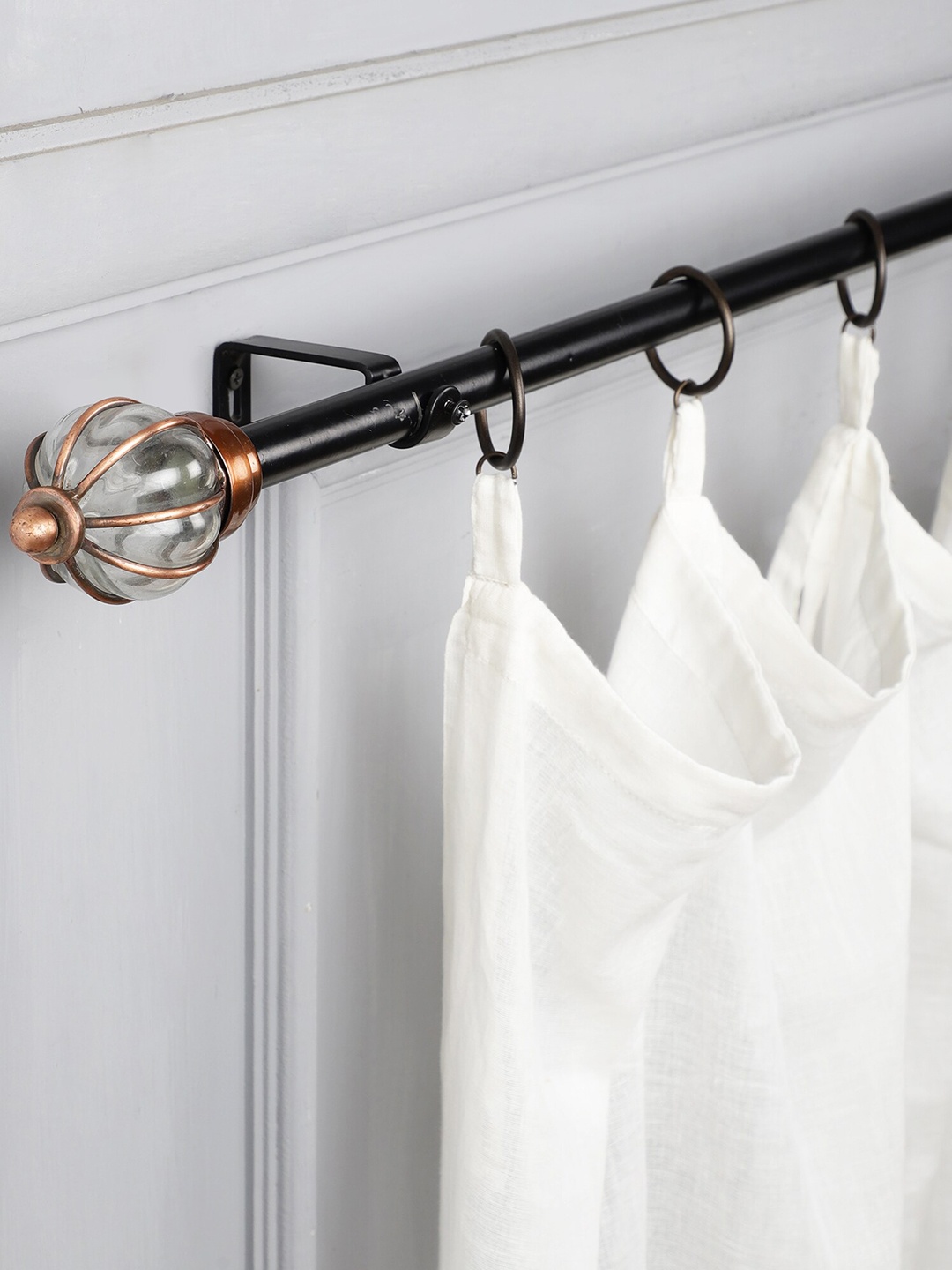 

The Decor Mart Black Extendable Curtain Rod With Finial