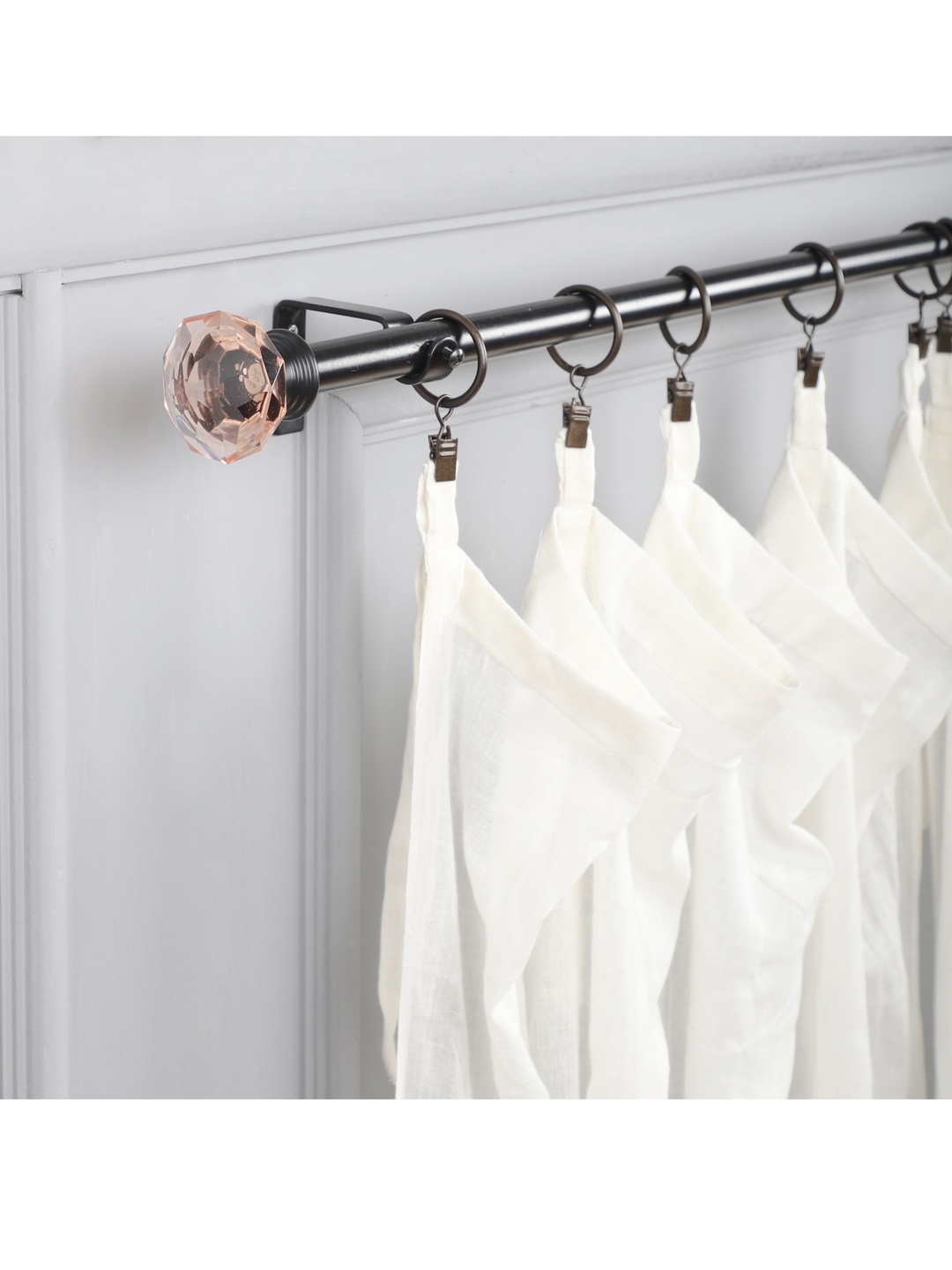 

The Decor Mart Black & Pink Solid Curtain Rods With Brackets