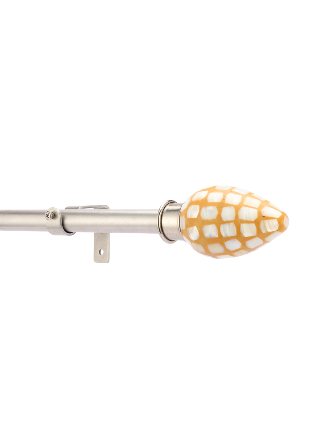 

The Decor Mart Silver-Toned & Orange Solid Curtain Rods With Hooks