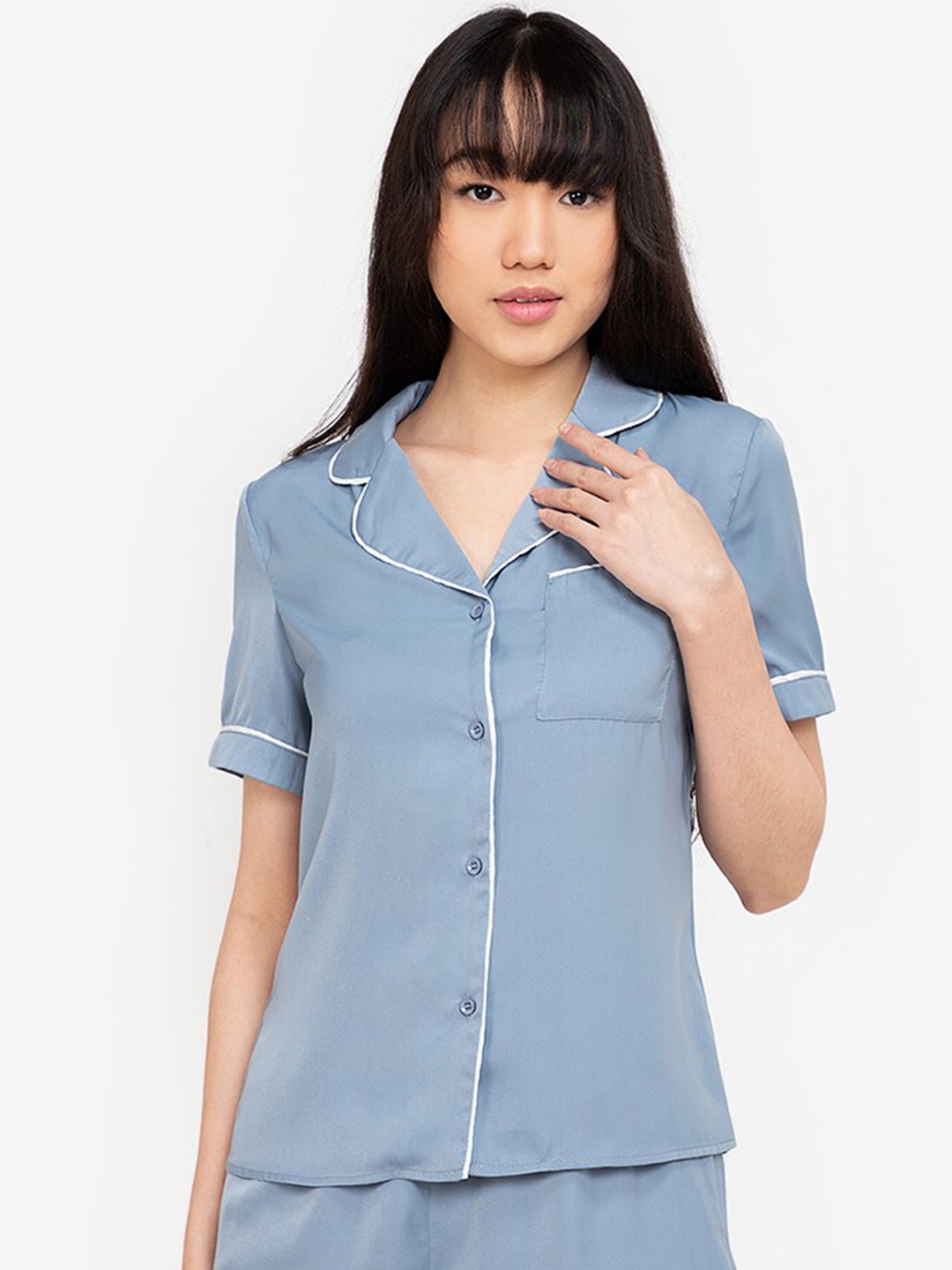 

ZALORA BASICS Women Blue Solid Lounge Shirt