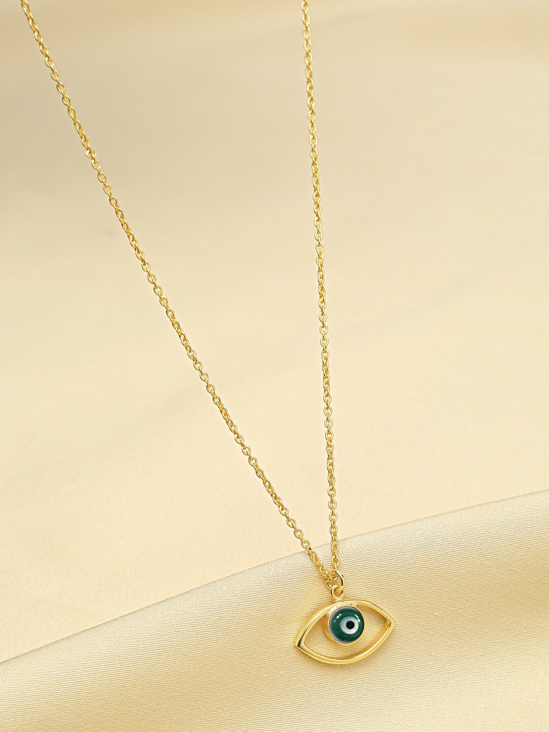 

EK BY EKTA KAPOOR Women 22K Gold Plated Green Tejran Evil Eye Charm Chain